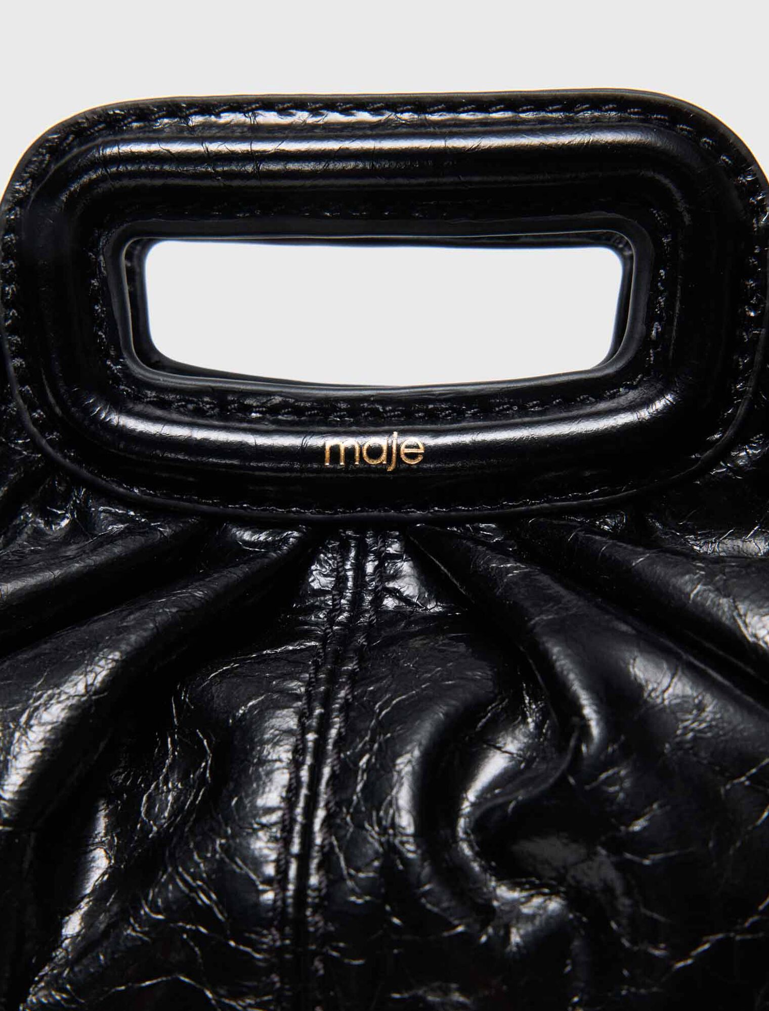Crackled leather mini clutch