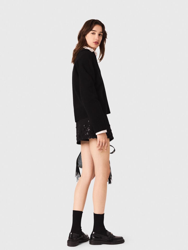 Open polo collar cardigan