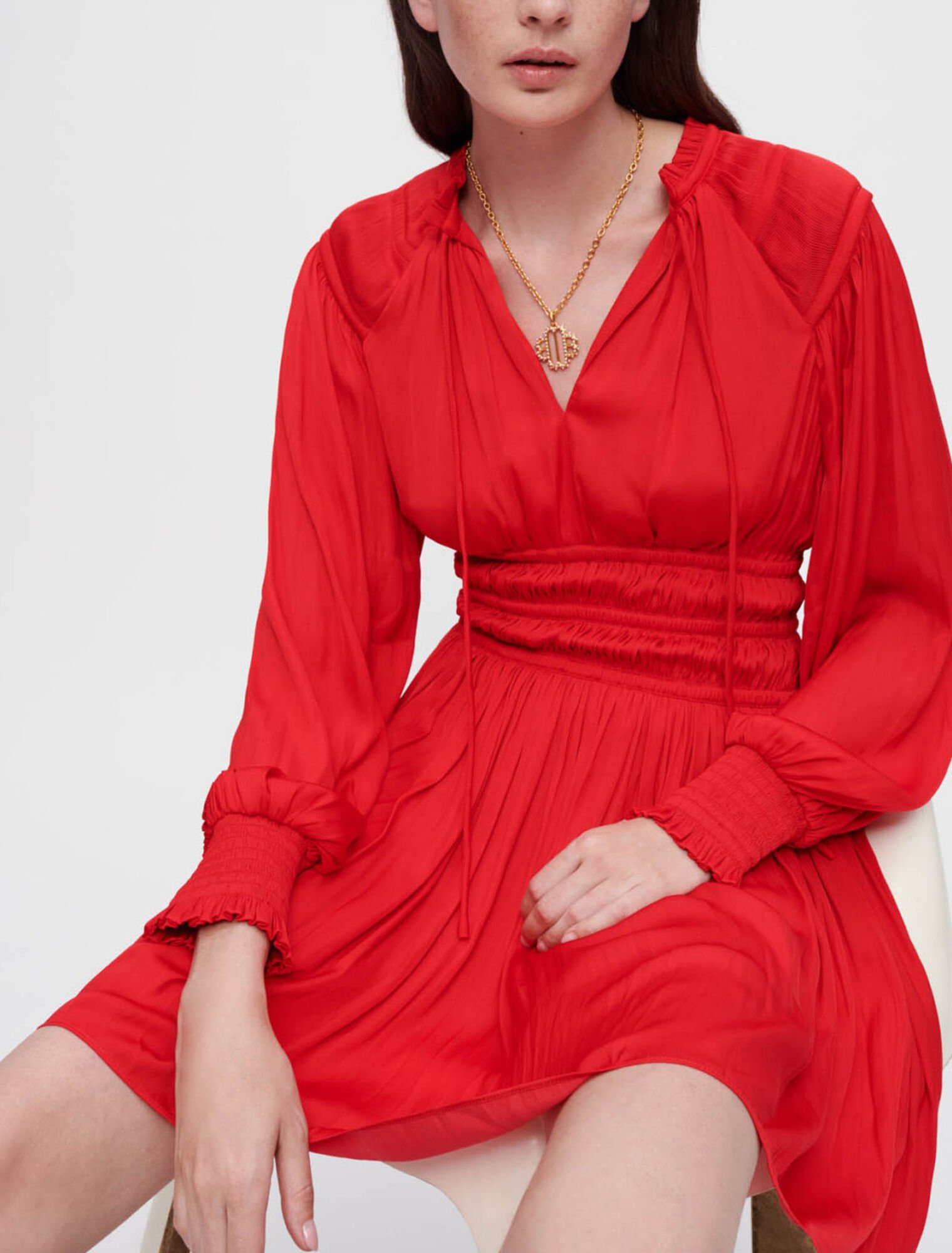 Waisted satin dress