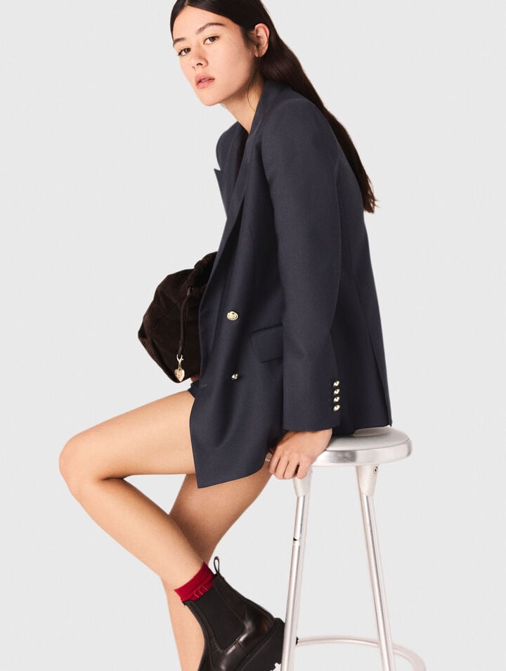 Suit jacket with gold buttons