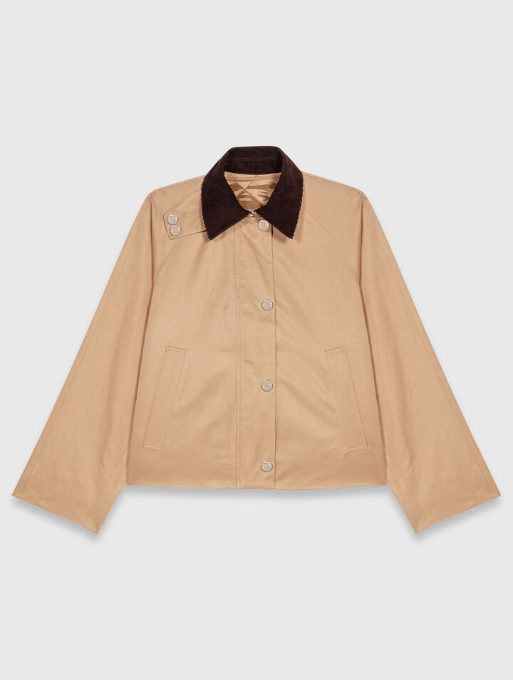 Trapeze jacket with contrast collar