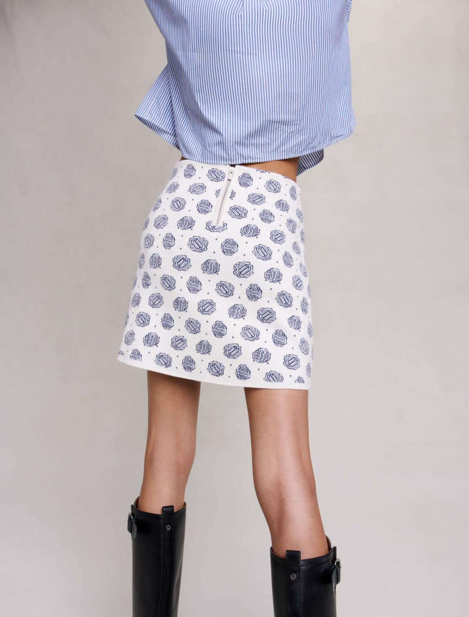 Monogrammed knit skirt