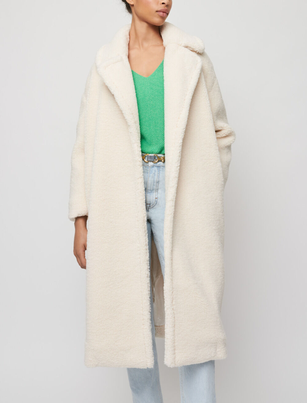 Fur-effect coat White For Women | Maje