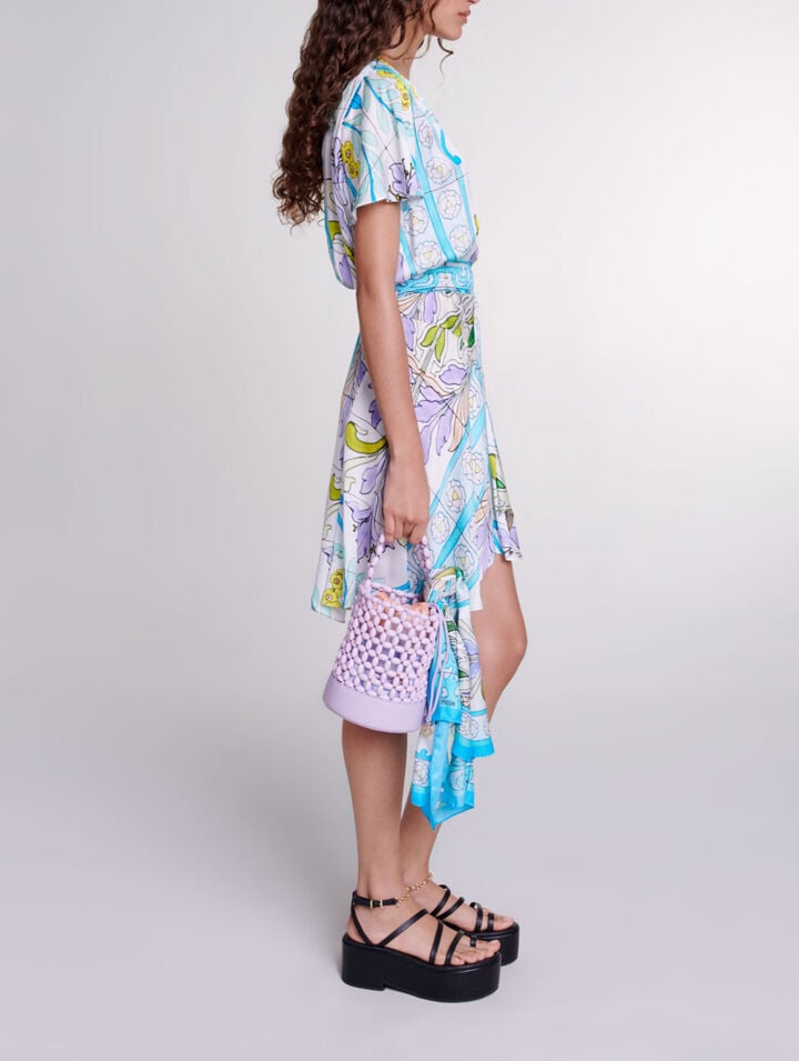 Short satin-effect print dress