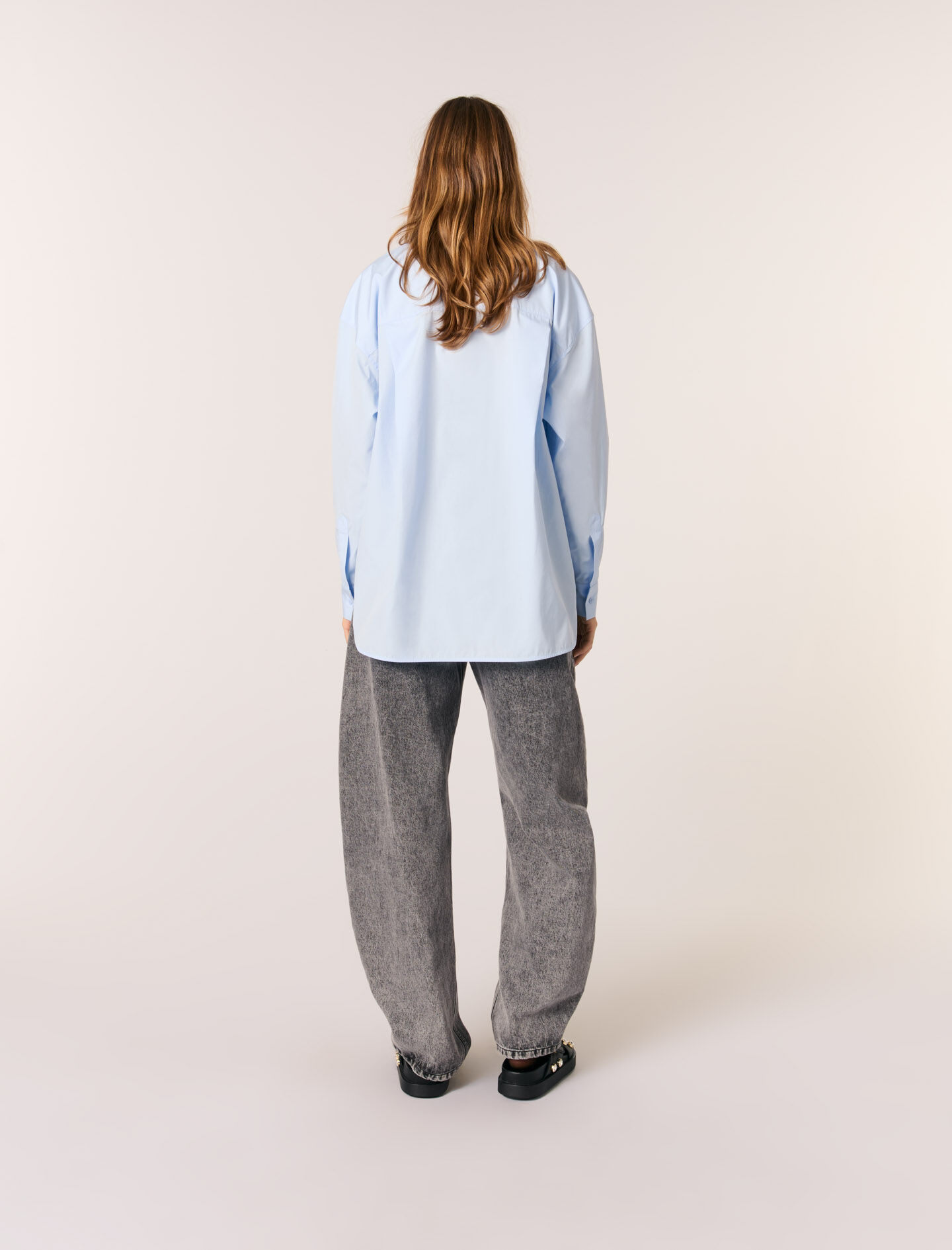 Poplin shirt with rhinestones Blue For Women | Maje