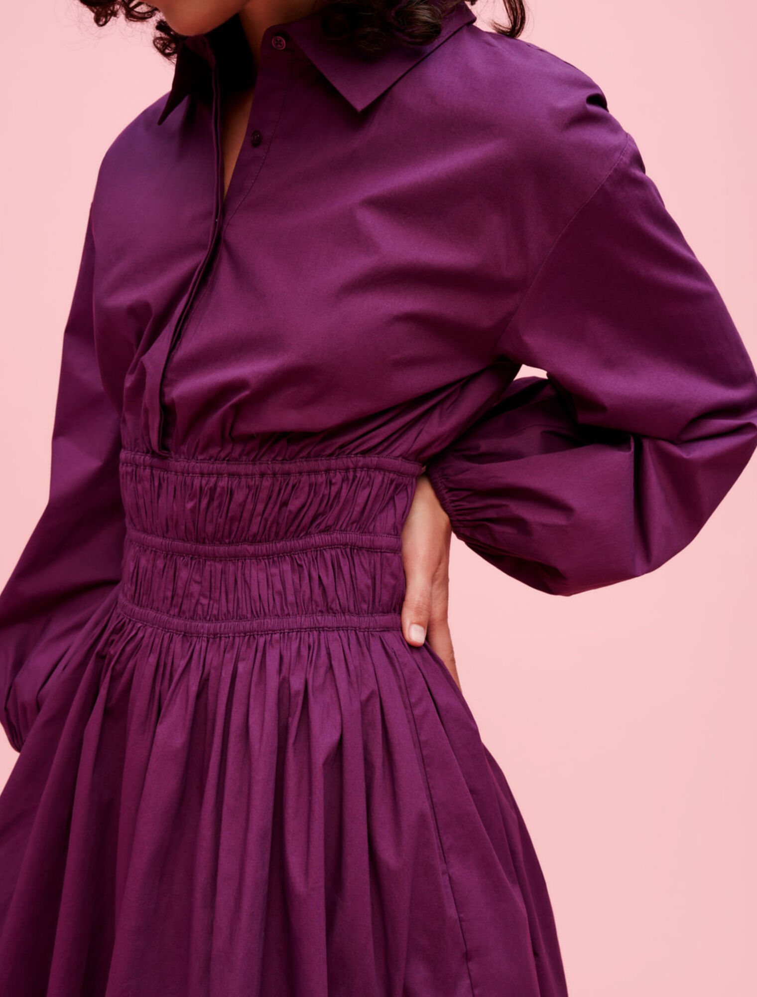 Cotton dress with smocked waist
