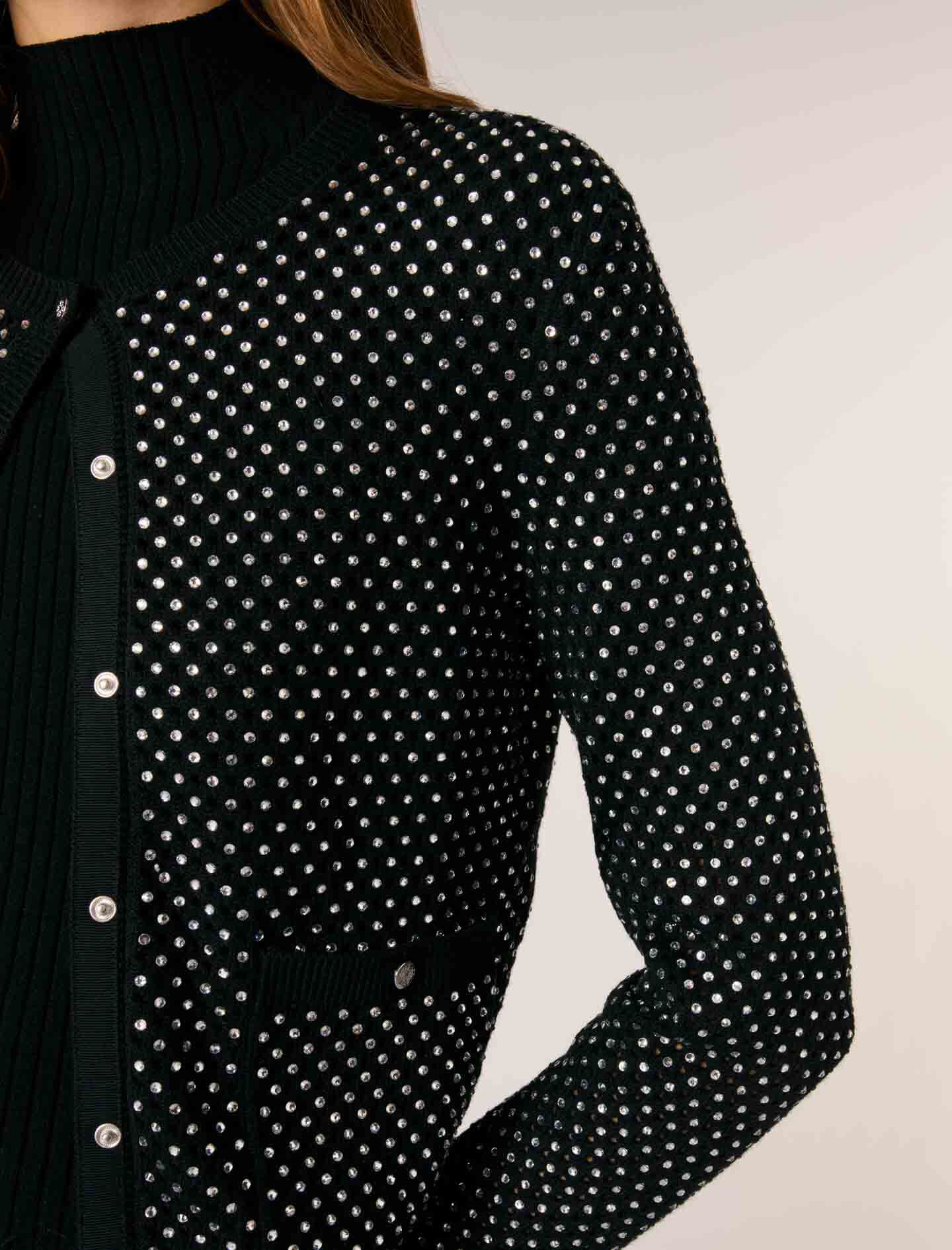 Rhinestone cardigan Black / Gray For Women | Maje