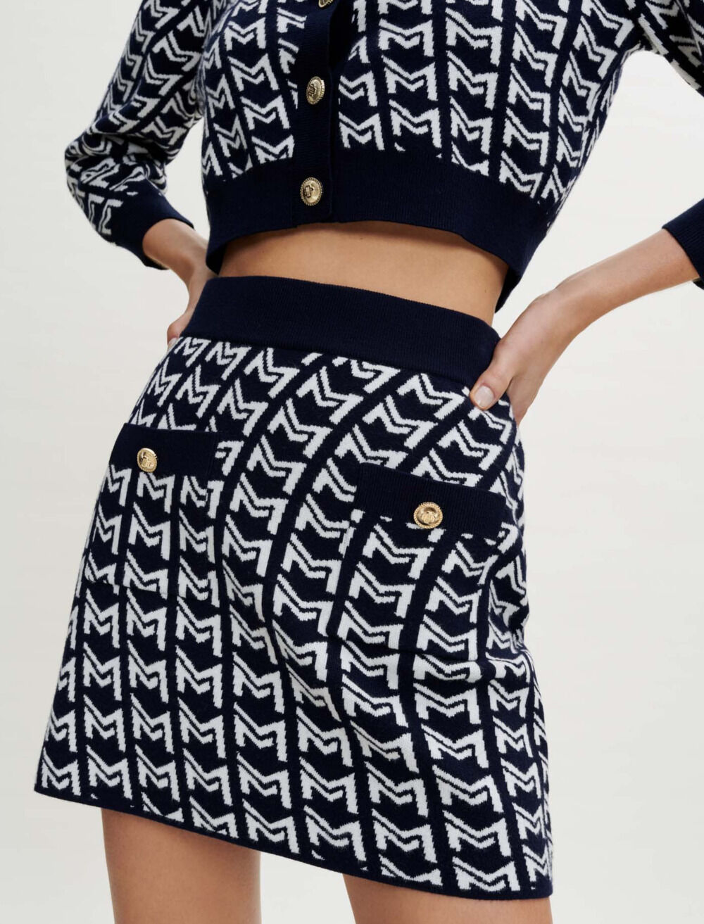 Monogrammed jacquard skirt