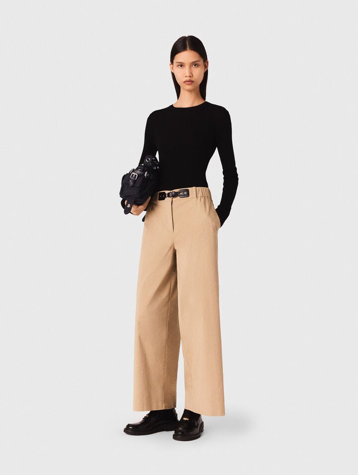 Wide-leg cotton pants