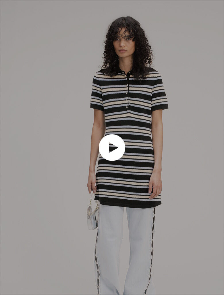 Striped knit polo dress Tricolor For Women | Maje
