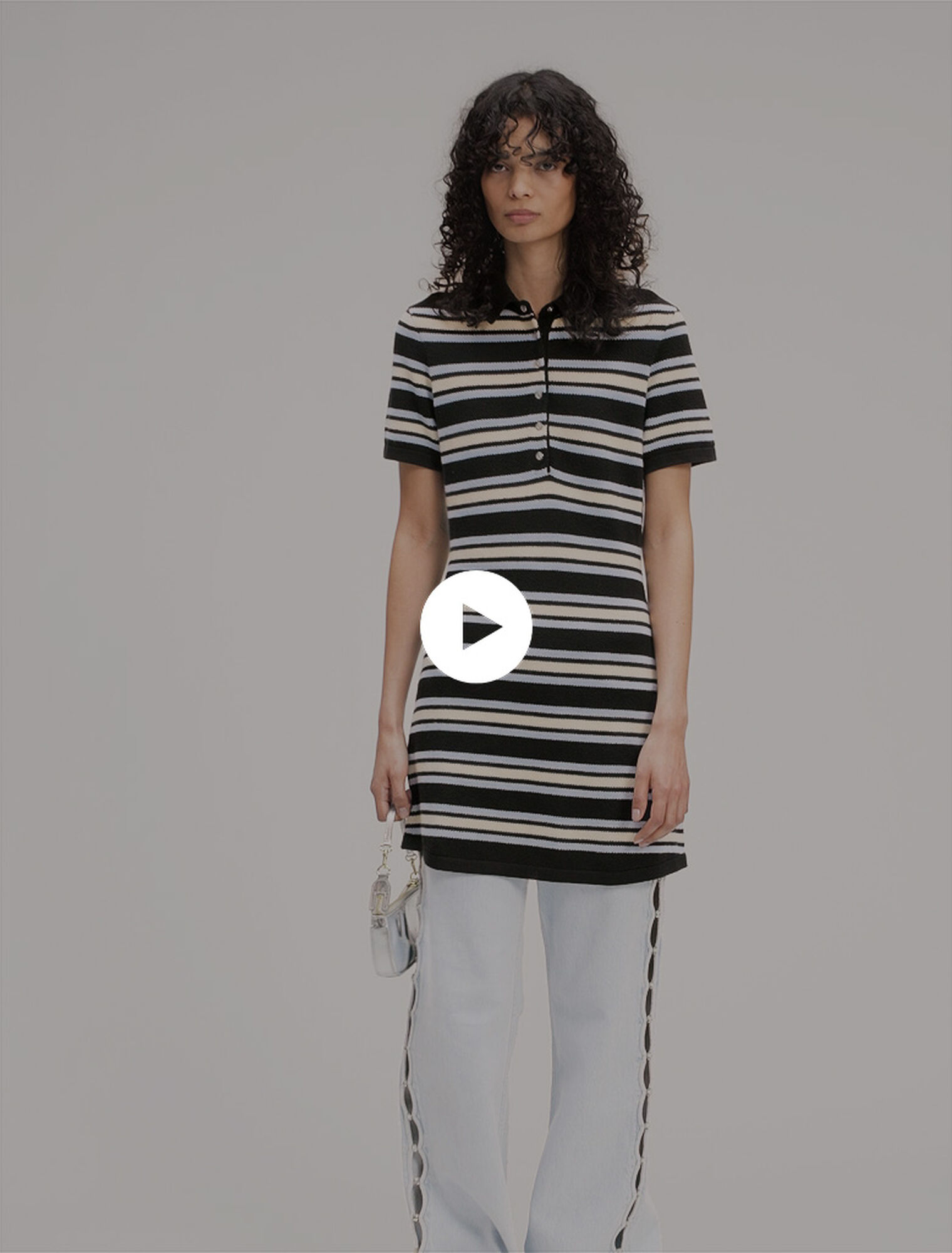 Striped knit polo dress