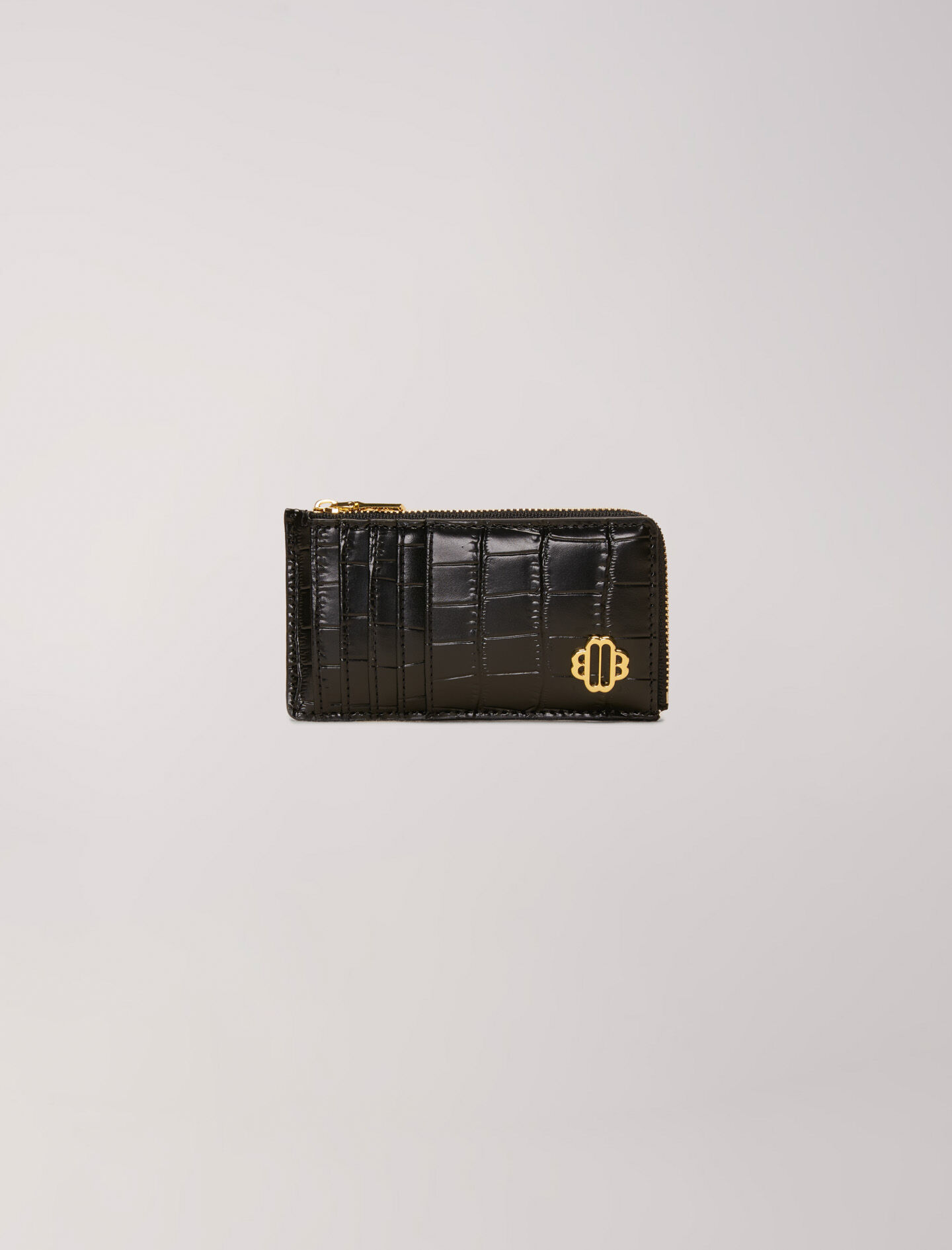 LEATHER CARD CASE Black / Gray For Women | Maje LEATHER CARD CASE Black / Gray For Women | Maje