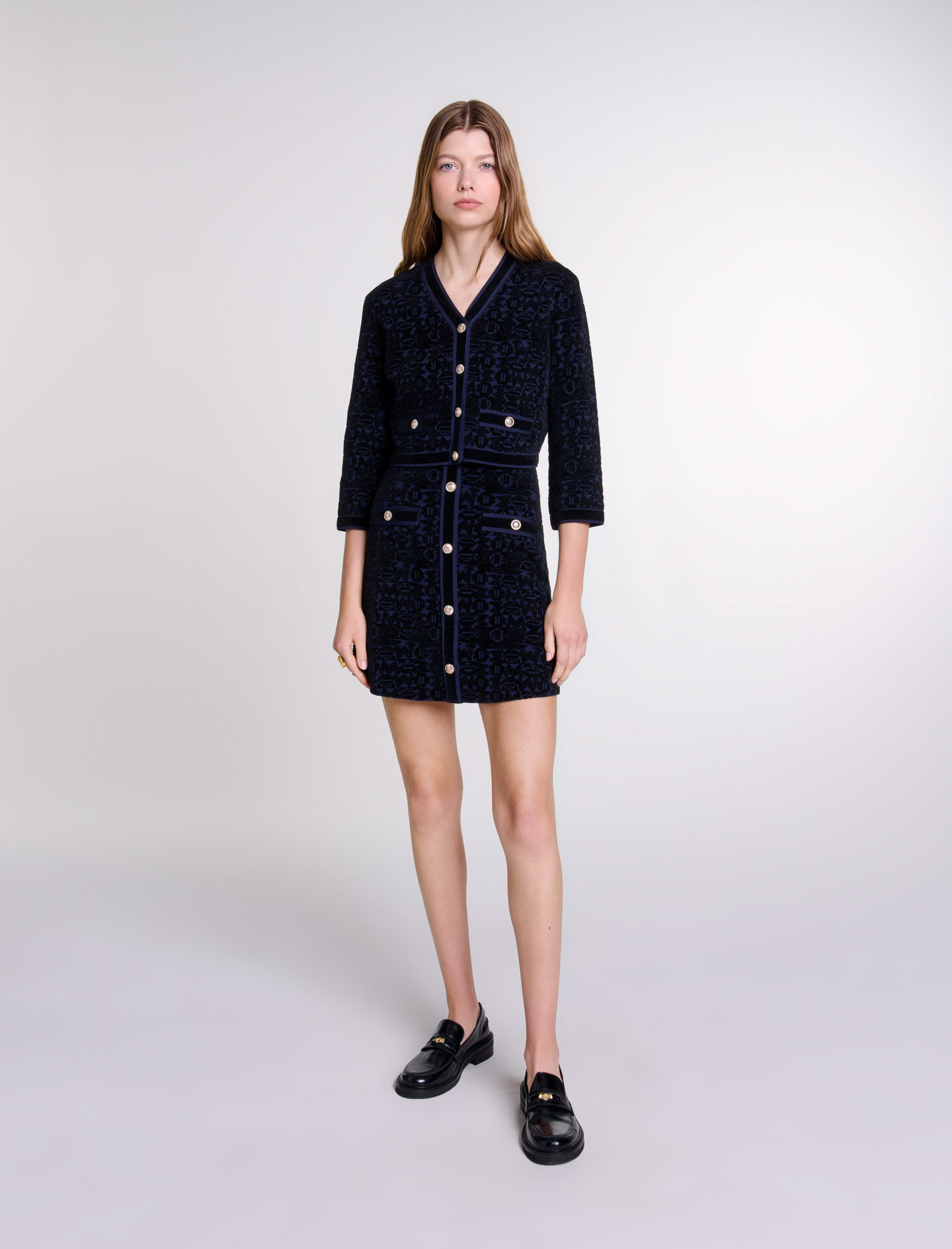 楽天 2-in-1 velvet Maje | Women For Bicolor dress knit スカート