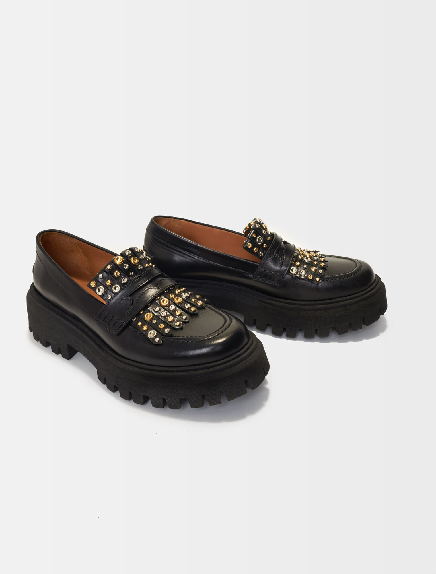 Platform moccasins with studs