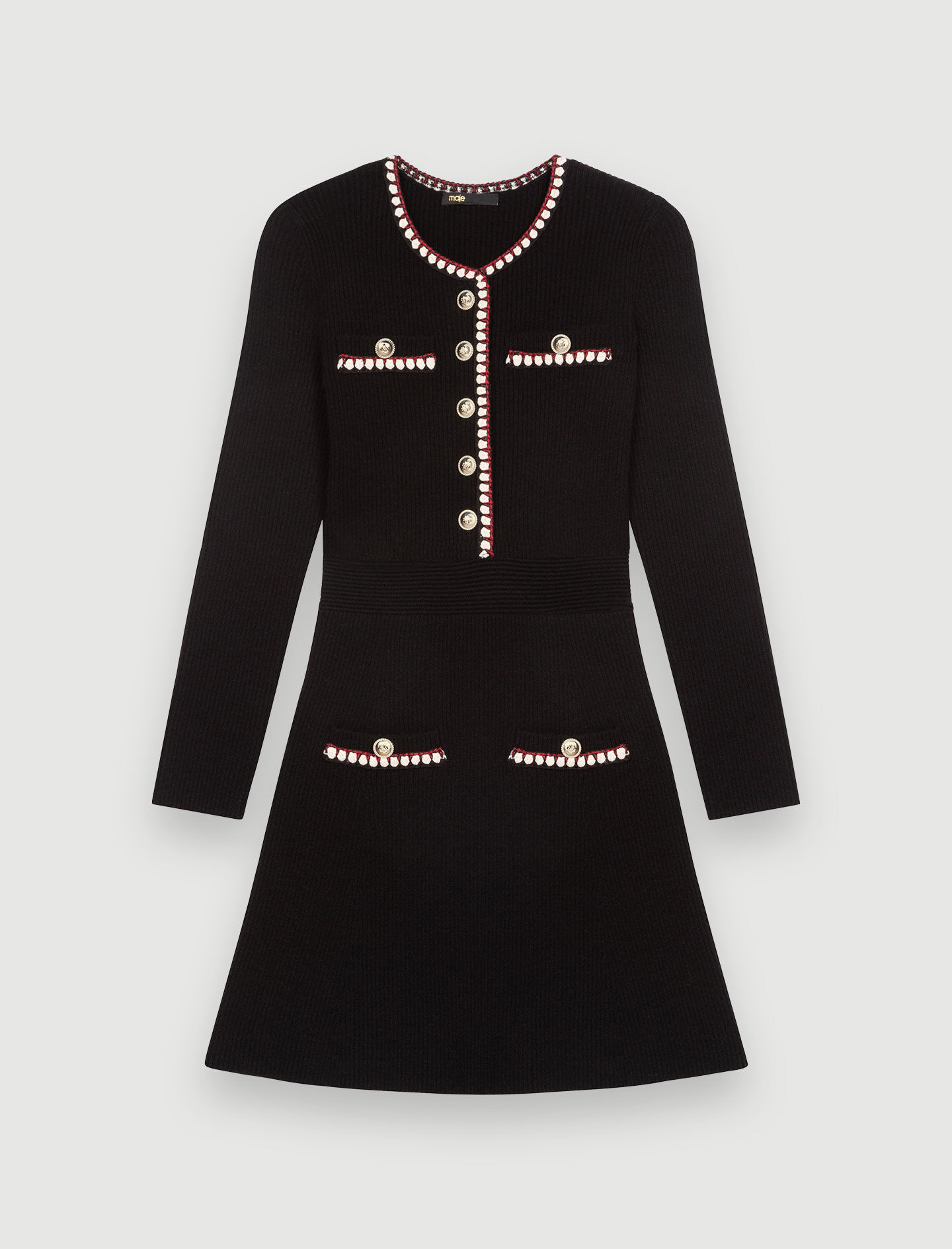 Contrast rib knit dress