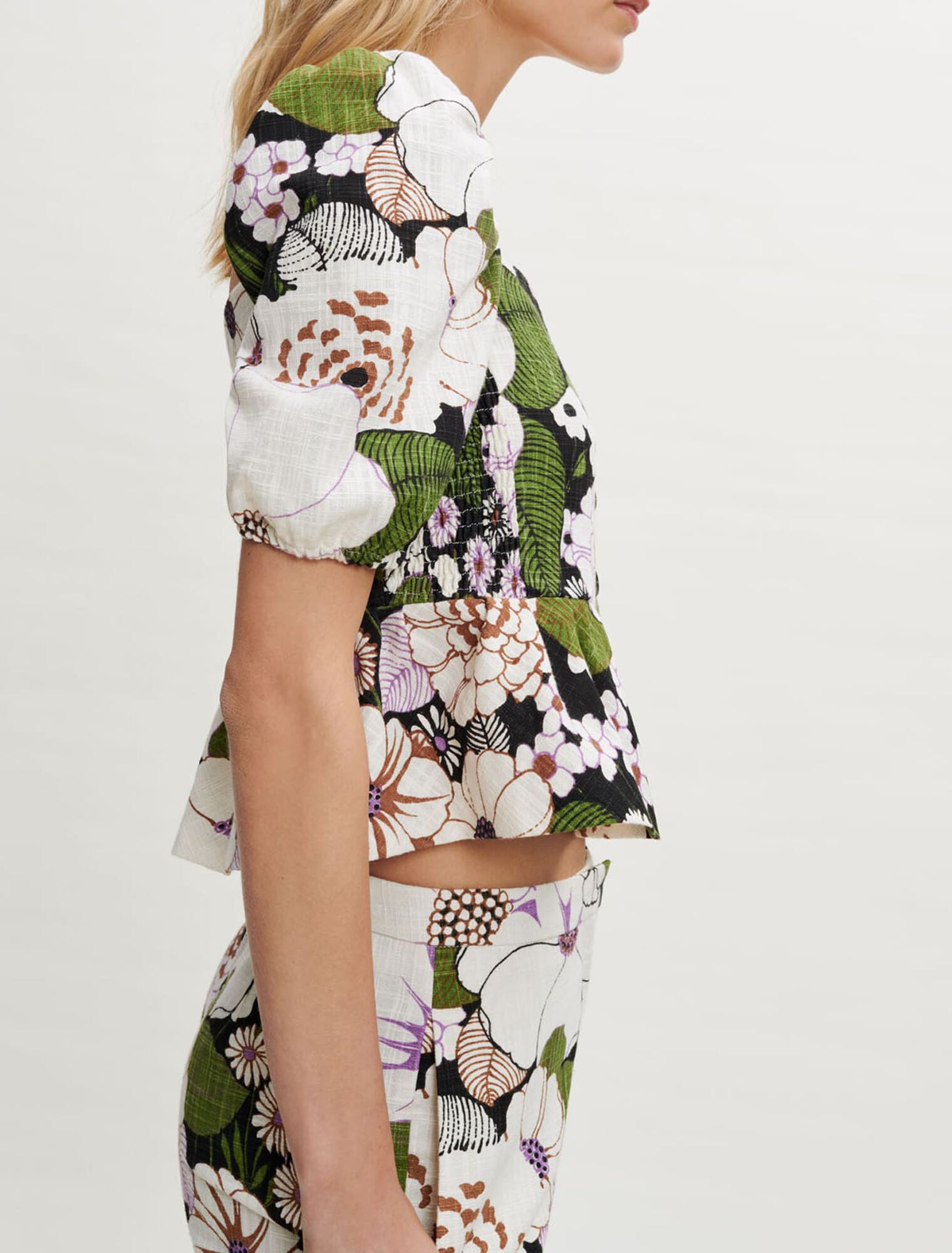 70's floral print top