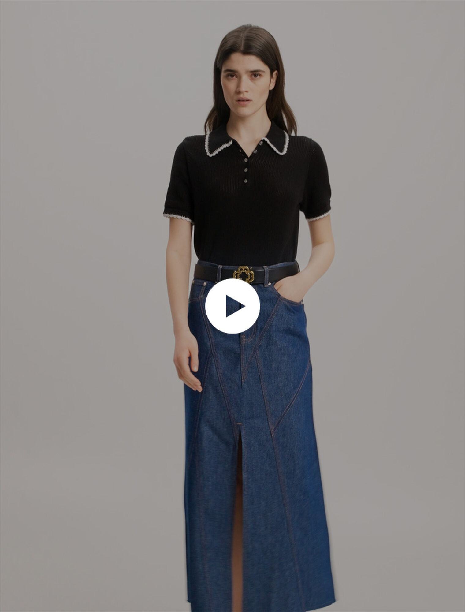 Pointelle knit polo shirt