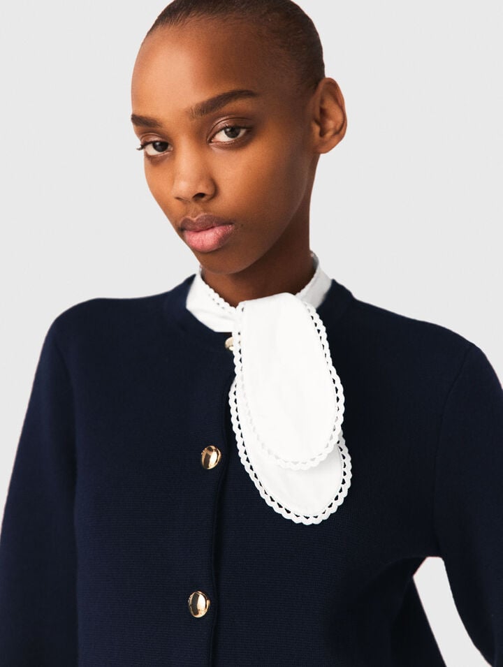 Detachable embroidered collar cardi