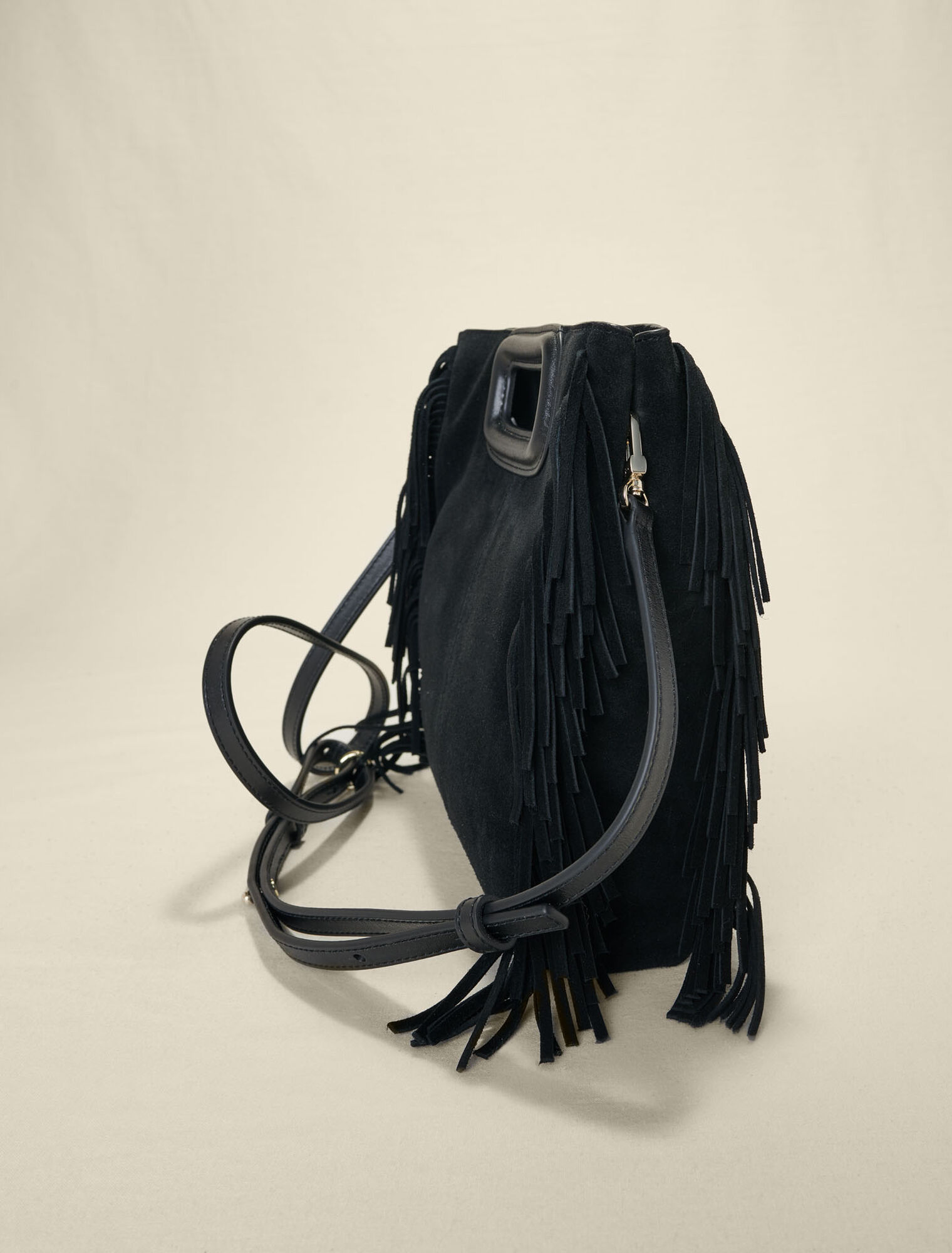Embroidered studded leather M bag