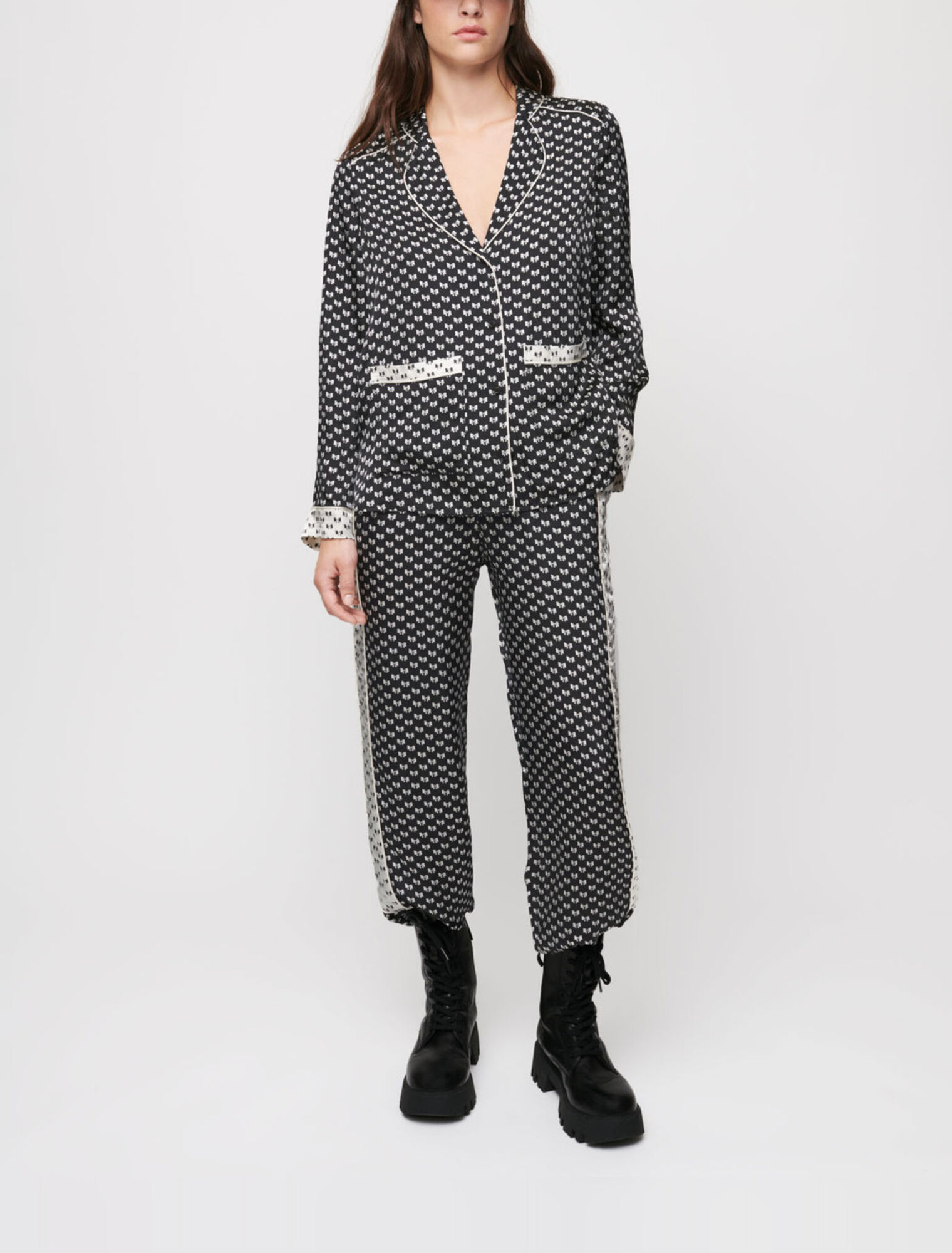 Bow print pyjama pants