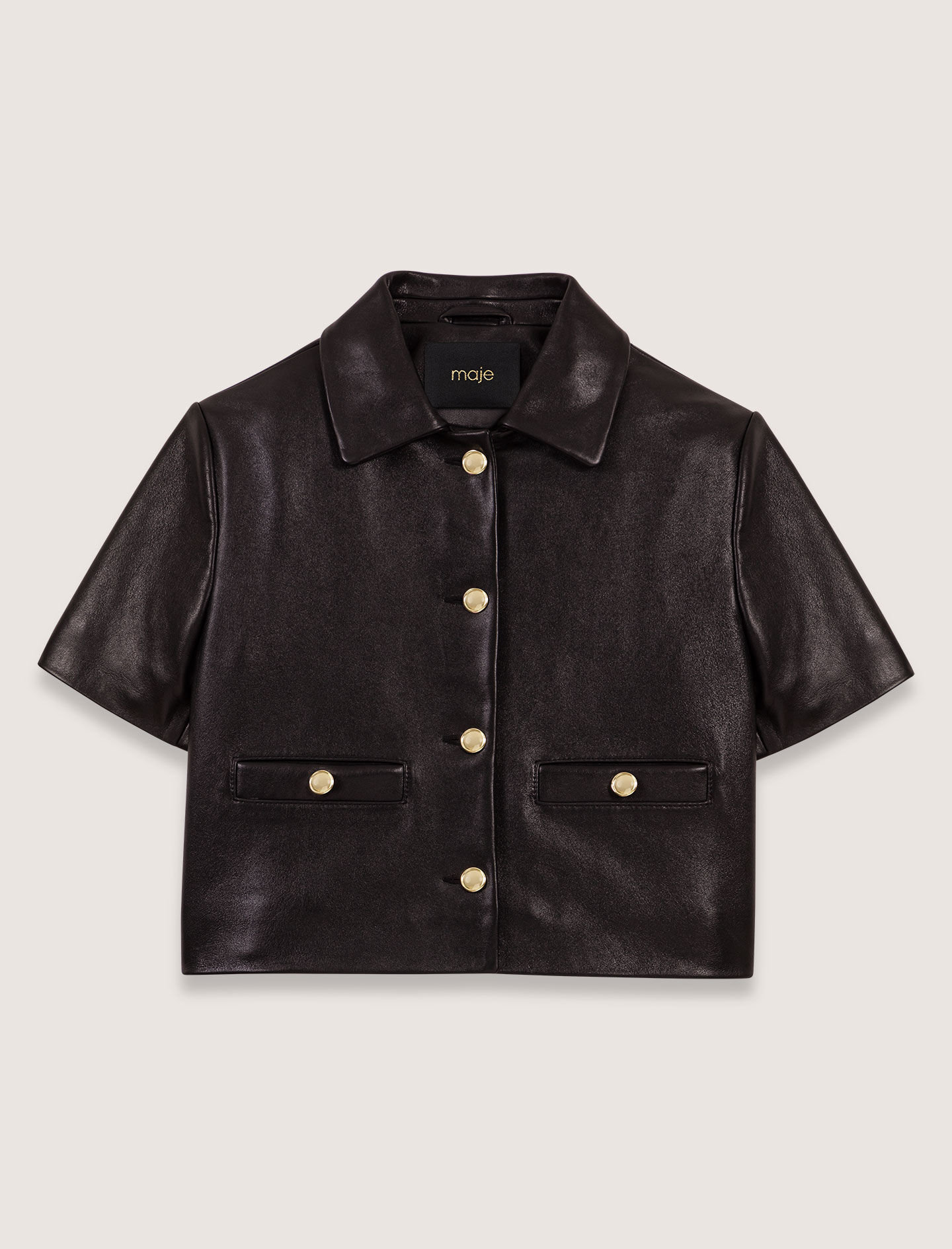 Cropped leather jacket Black / Gray For Women | Maje