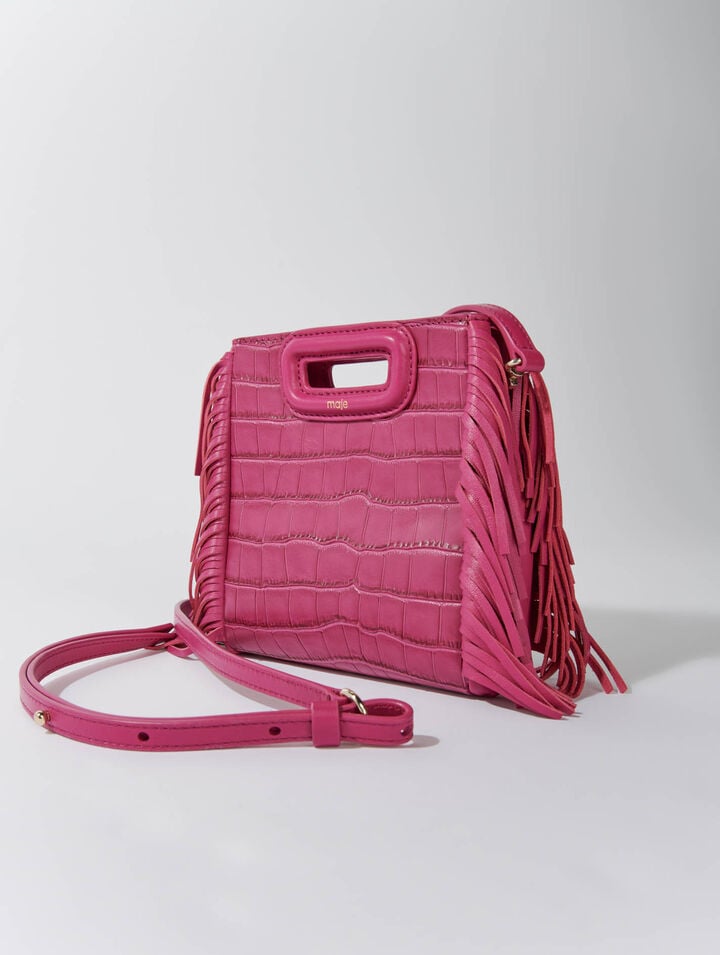 Mini embossed-leather M bag with chain
