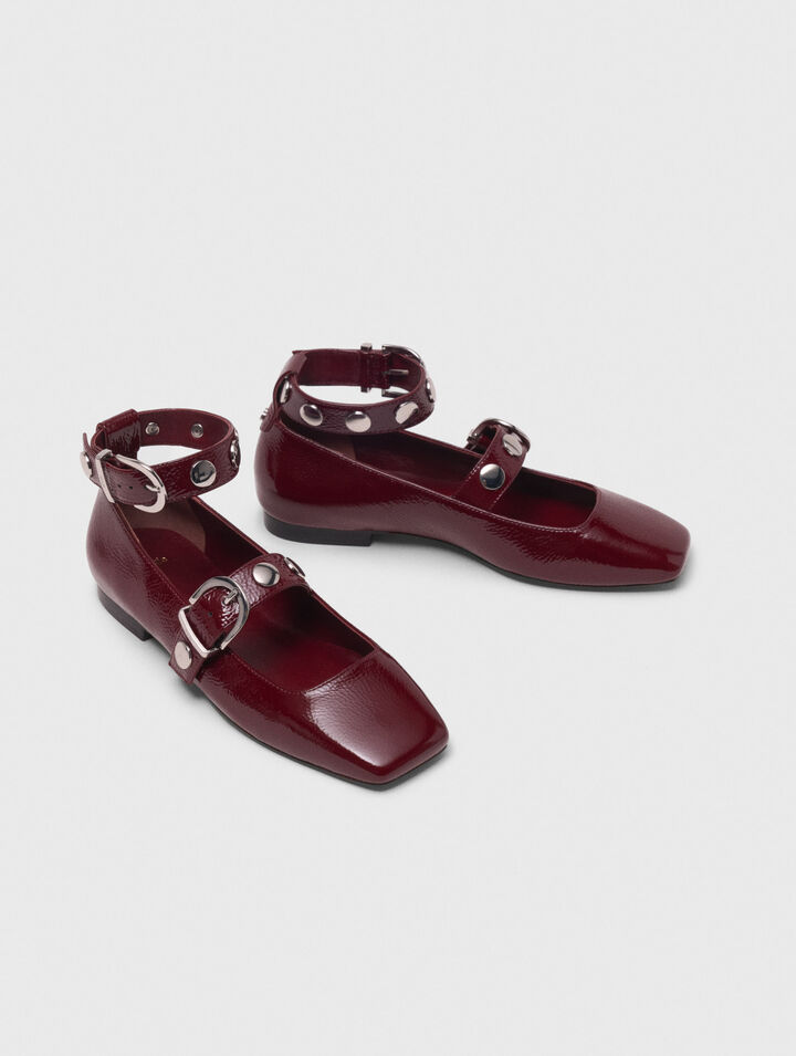 Studded leather Mary Jane flats