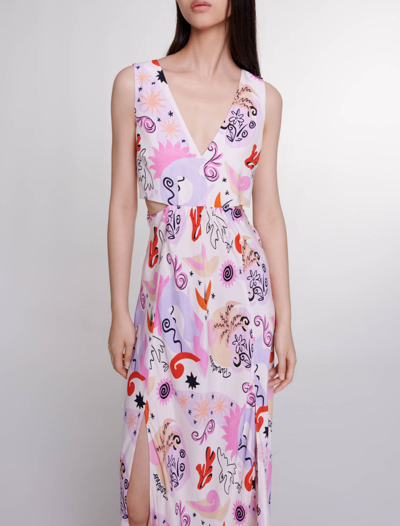 Cutaway silk maxi dress
