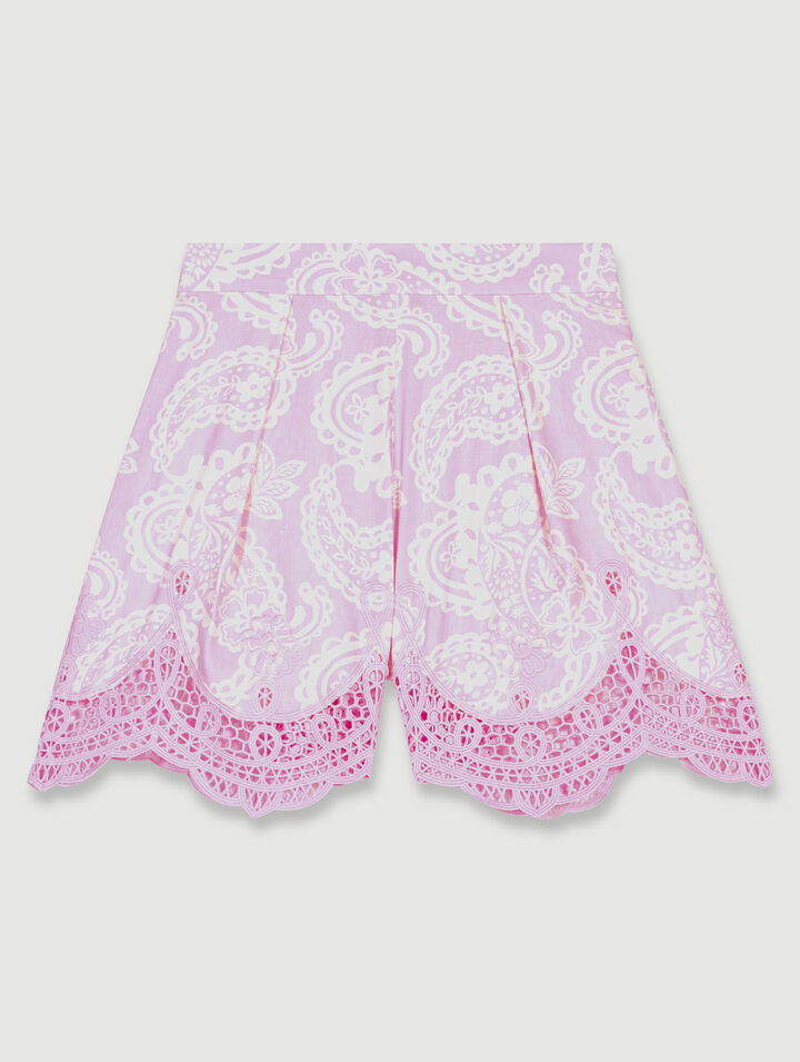 Patterned linen shorts