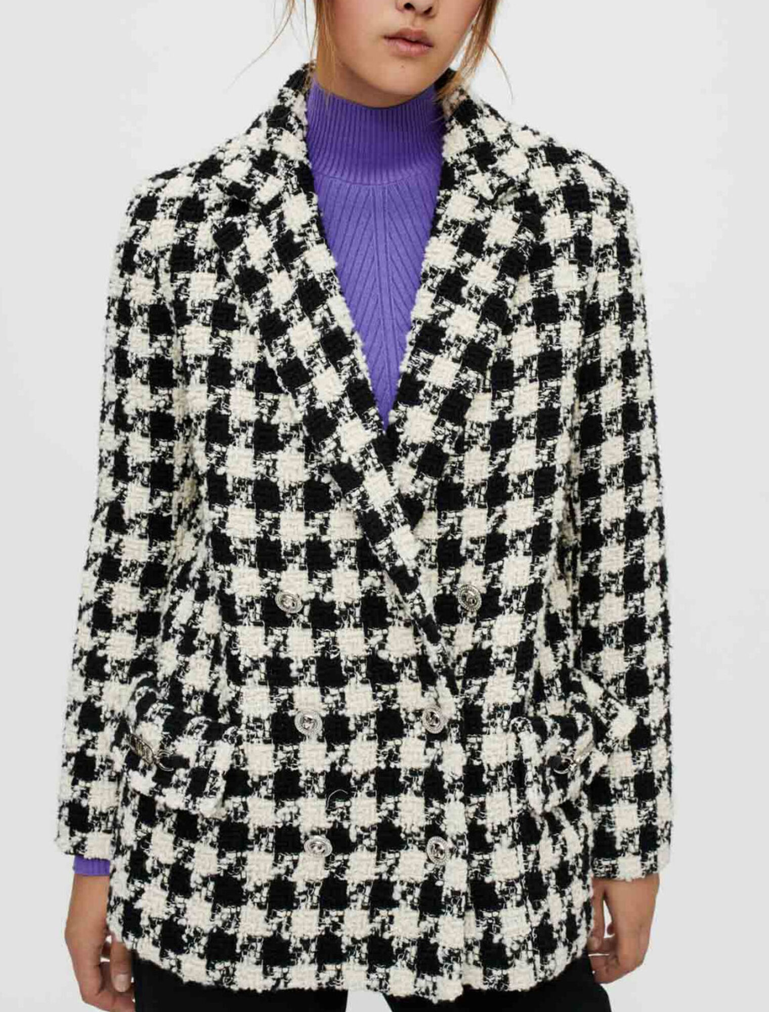 Wide, thick houndstooth jacket