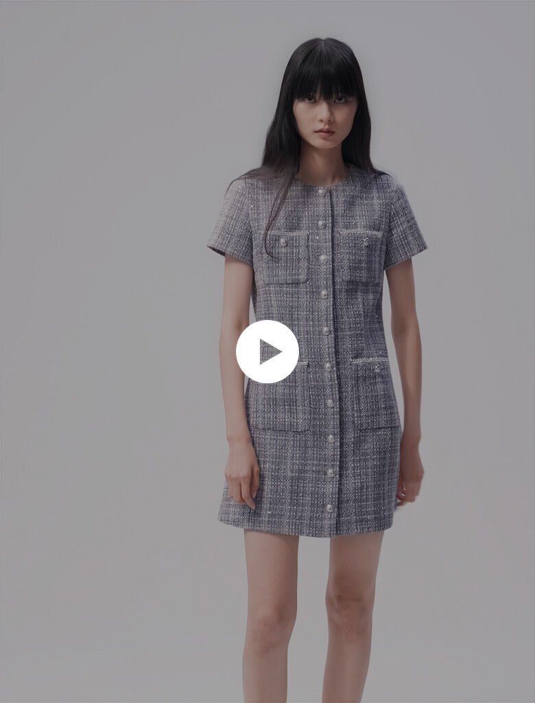 Tweed dress Black Gray For Women Maje