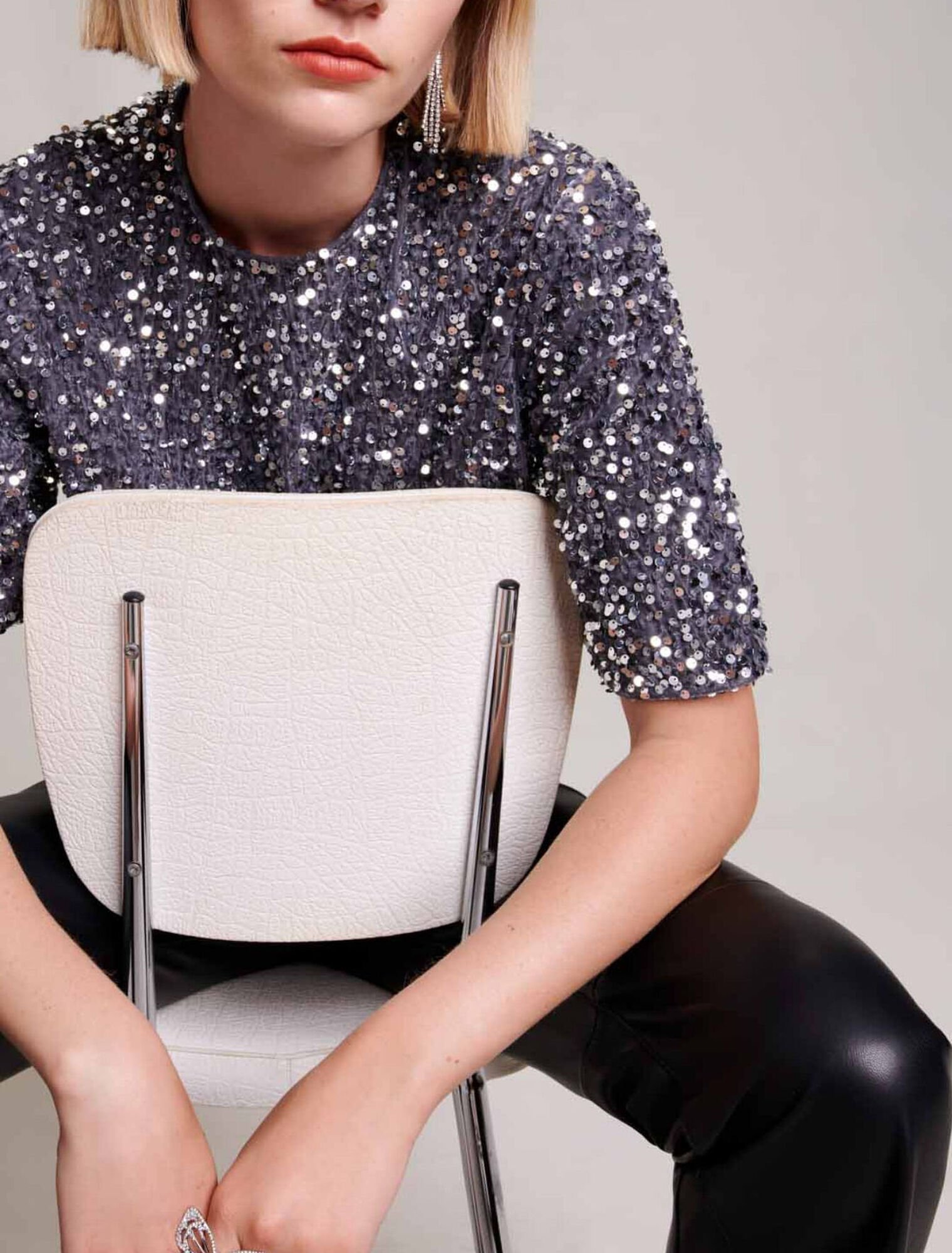 Sequinned velvet top