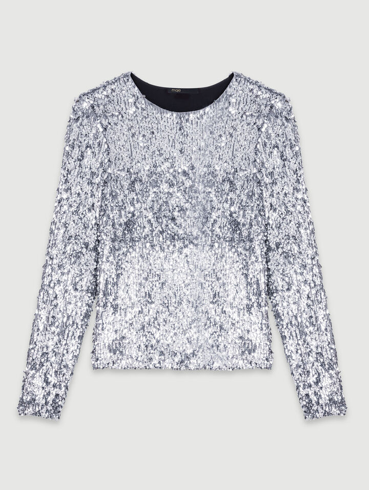 Long-sleeved sequinned top 