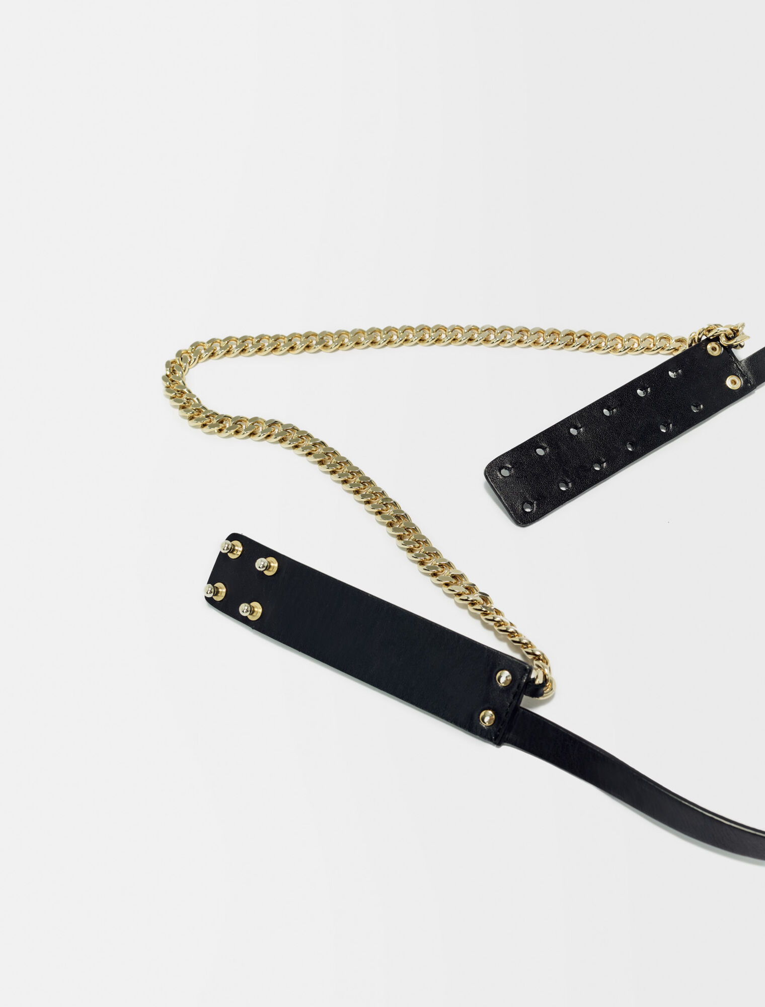 Leather and chain double belt