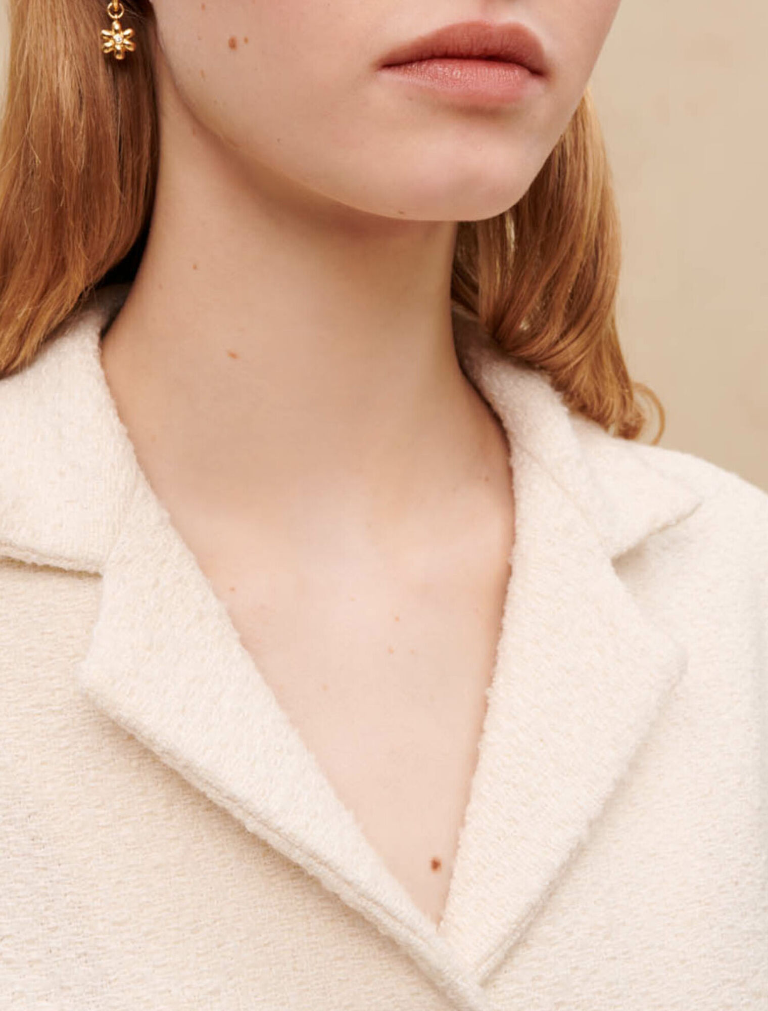 White buttoned tweed dress