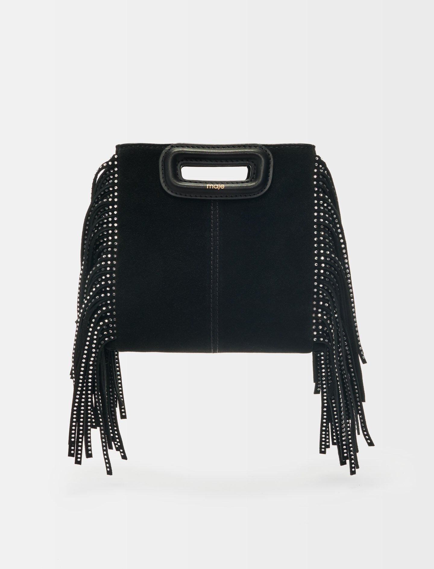 ■ELBORN■ Momet Suede Mini Bag (Black Suede) Black suede Mini M bag Black / Gray For Women | Maje