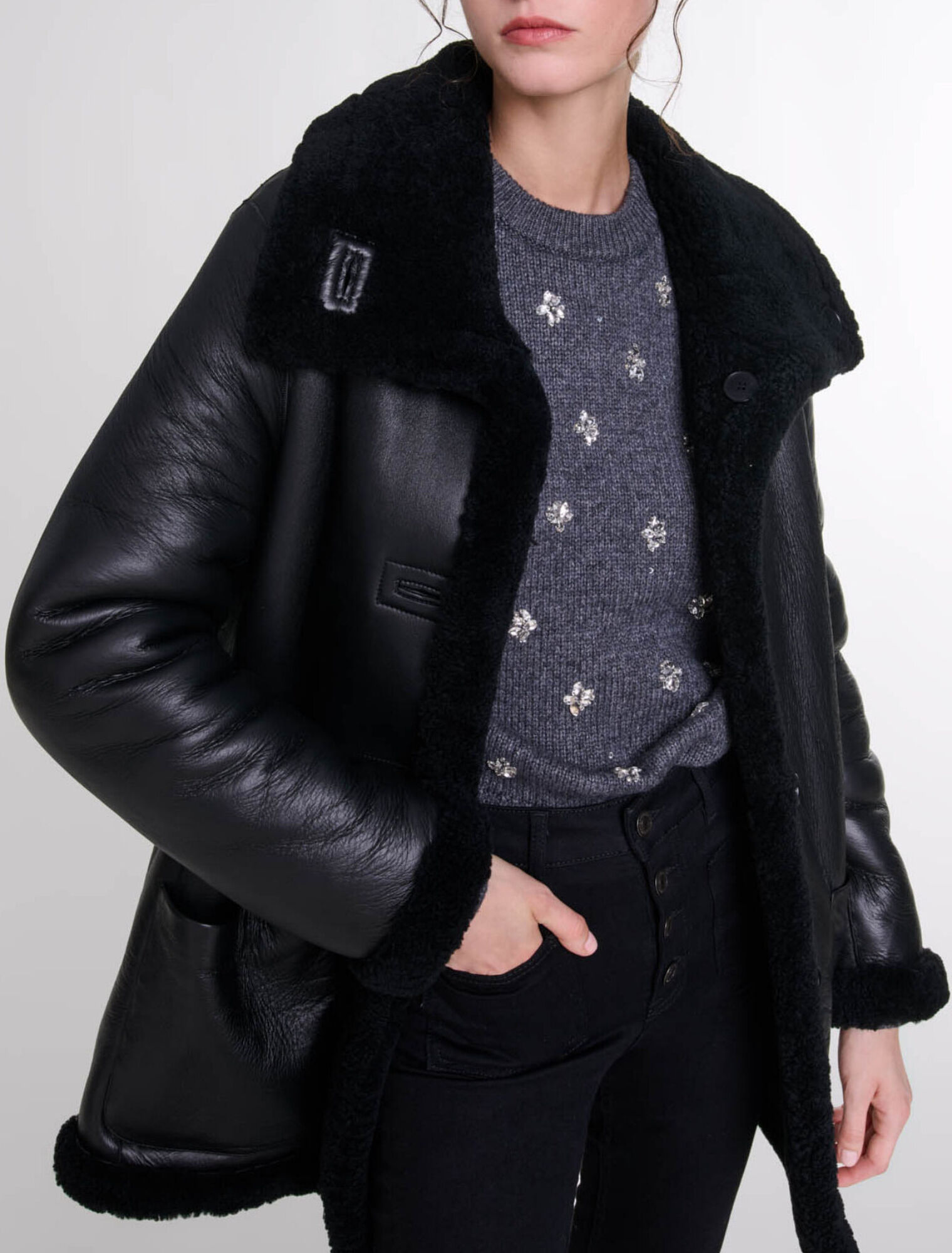 Reversible leather coat