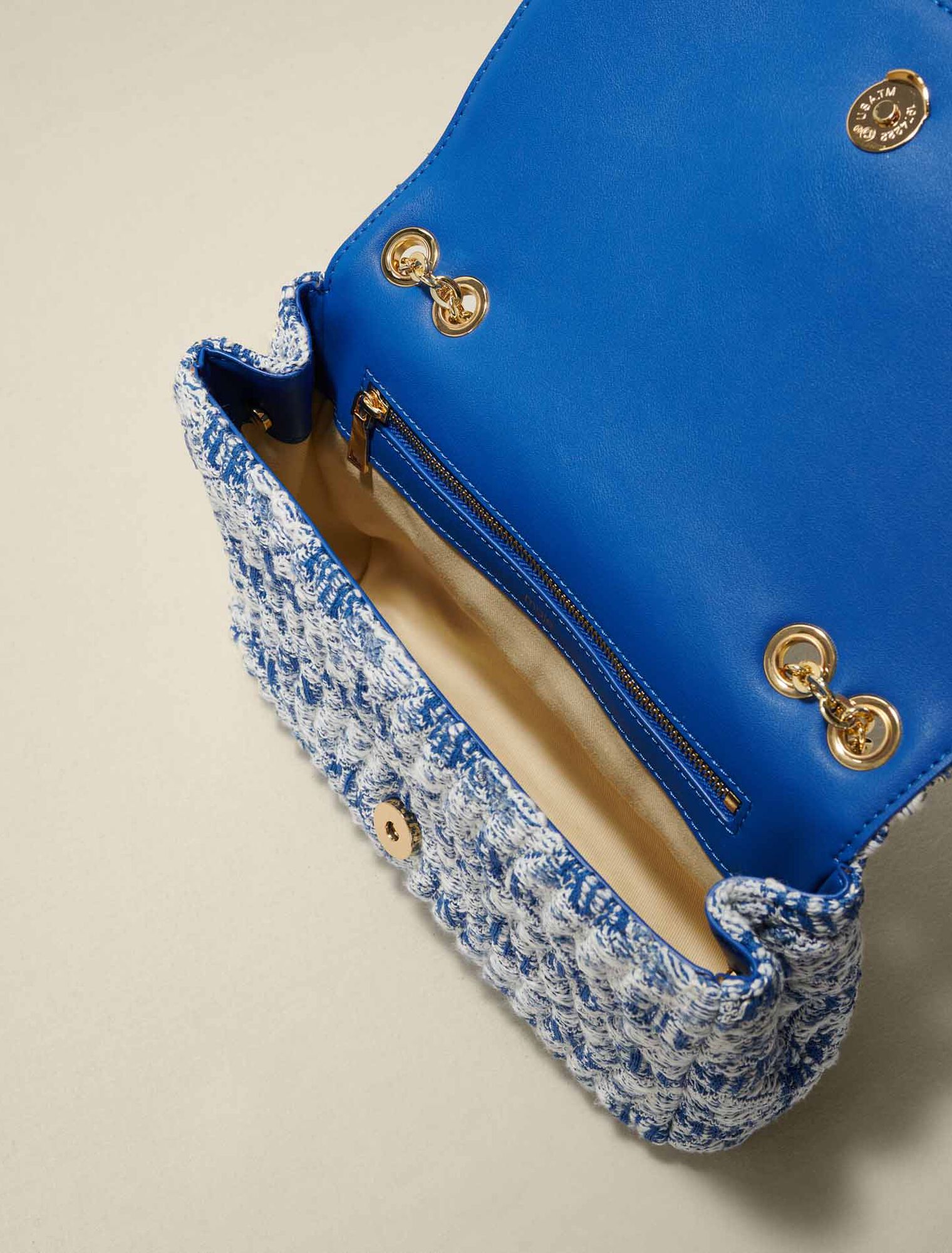 Embroidered tweed bag