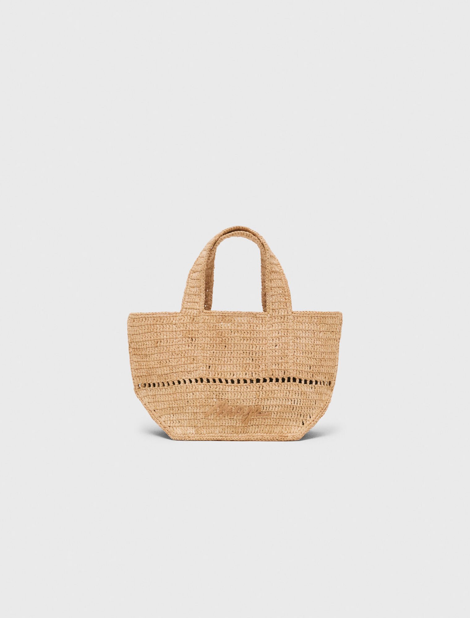 Natural raffia mini tote