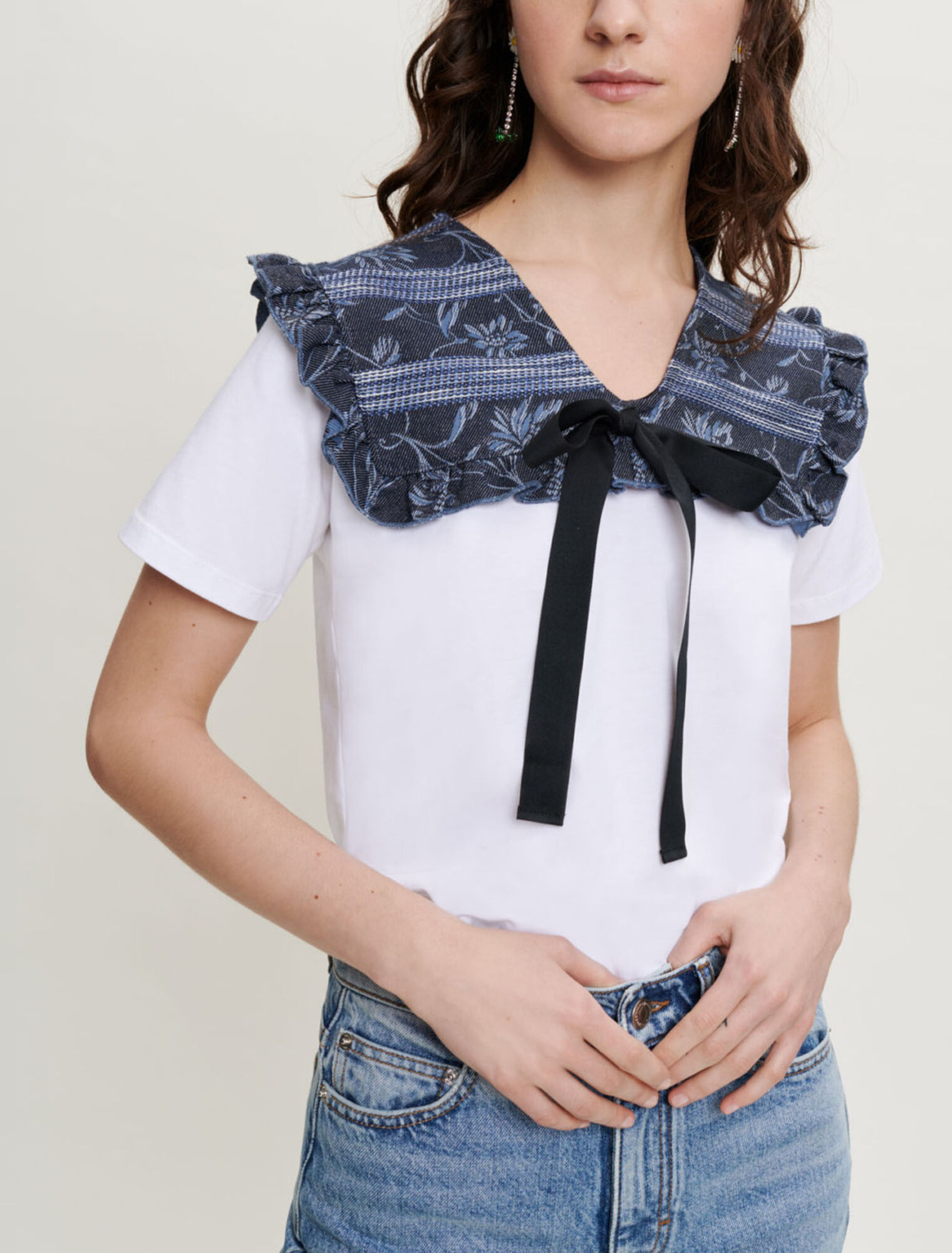 Mixed-material tee-shirt