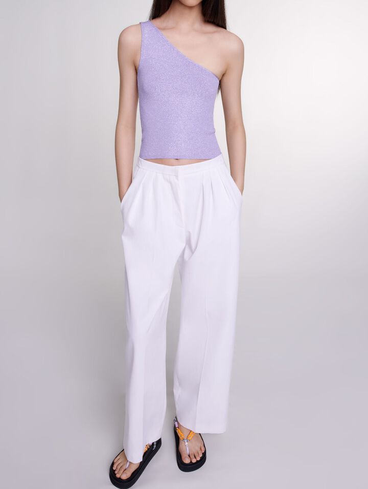 Metallic asymmetrical crop top