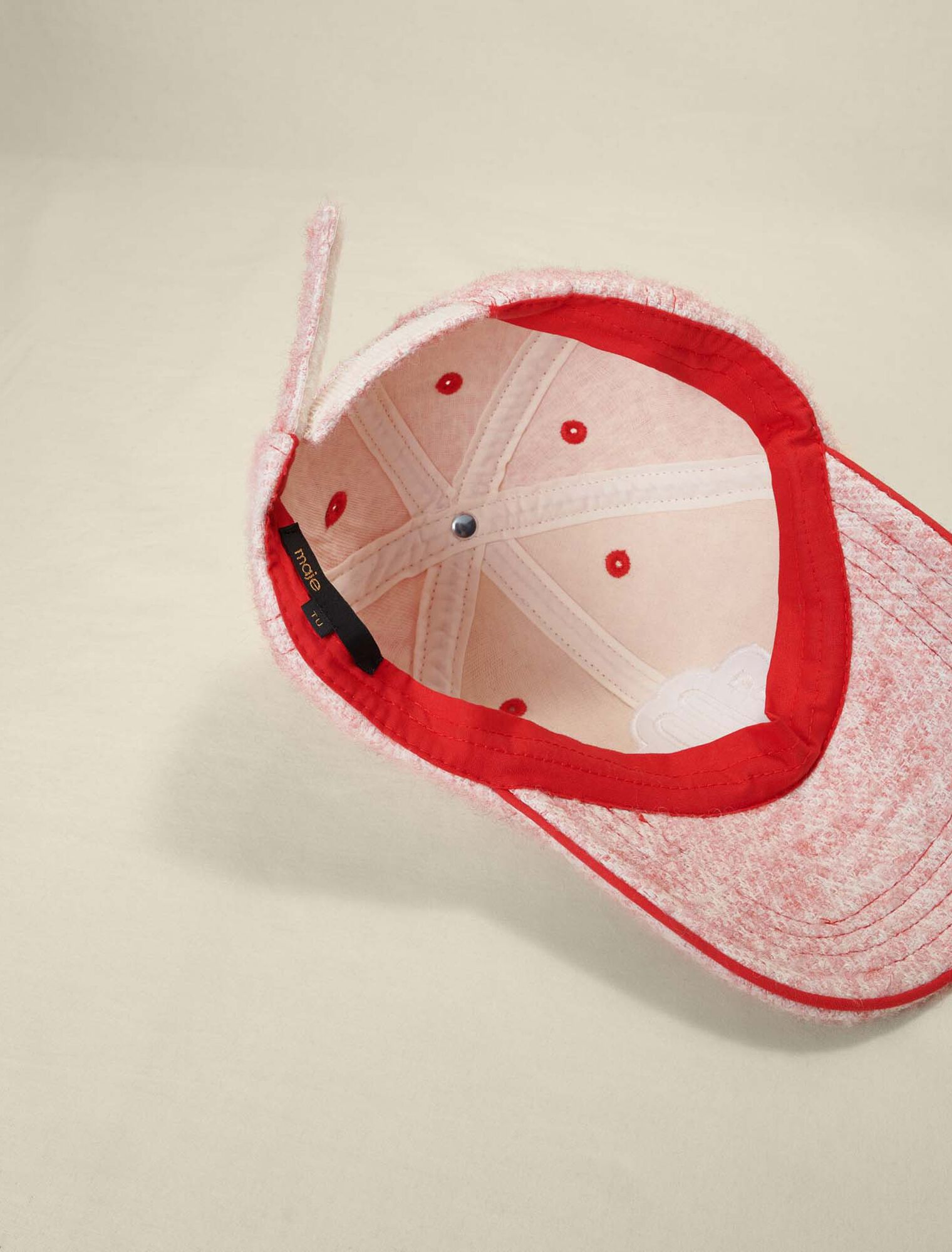 Pink tweed-effect baseball cap