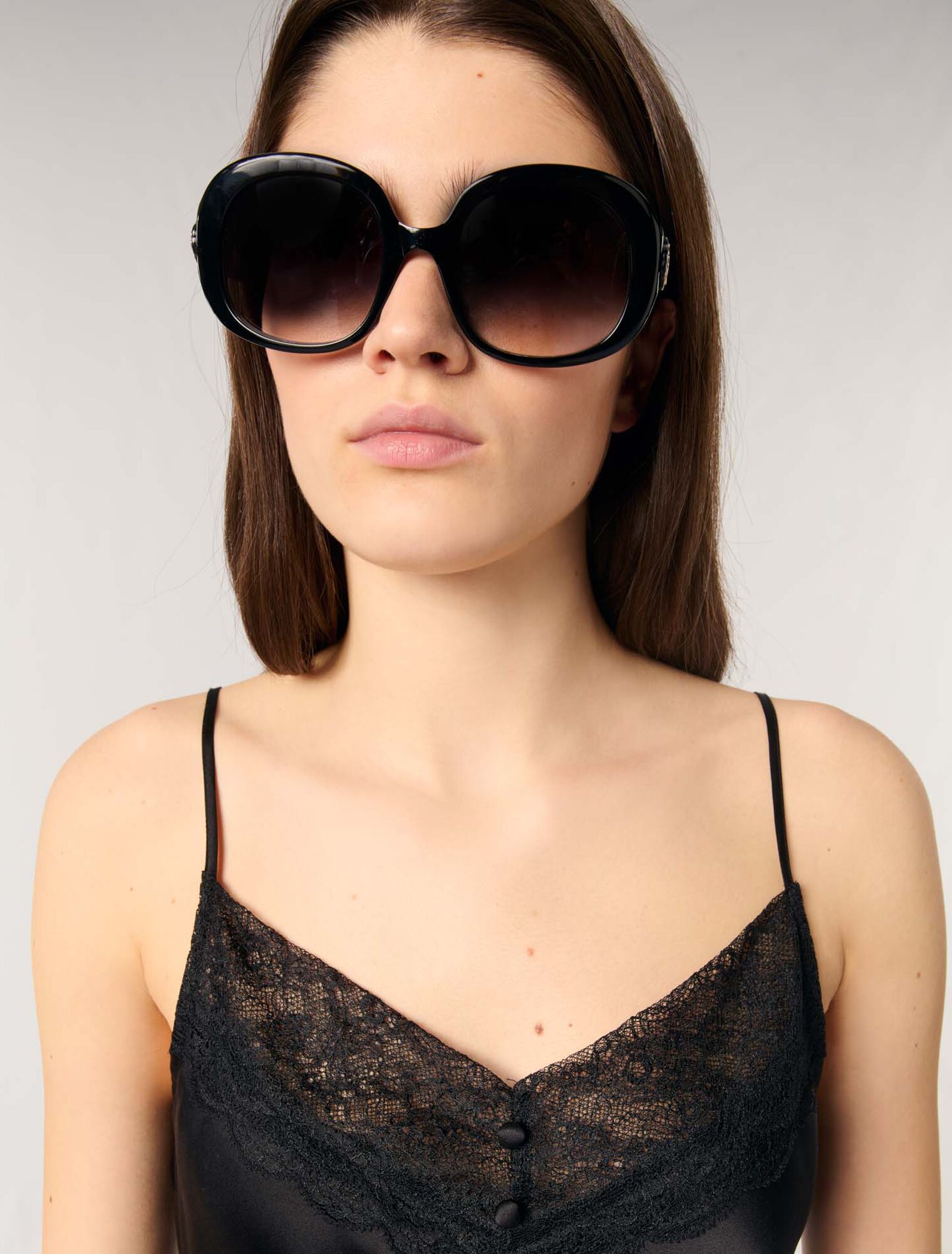 Silk satin and lace slip top