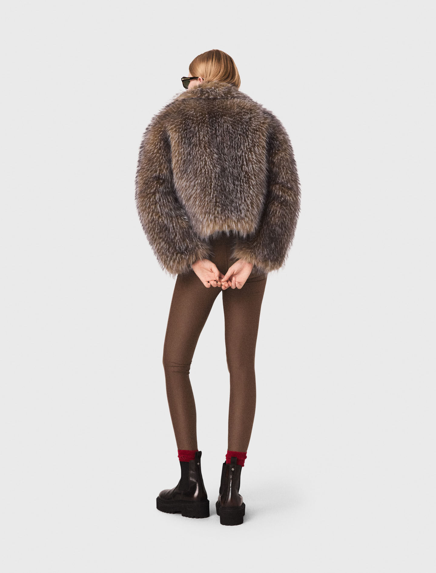 Short faux fur coat Brown For Women | Maje
