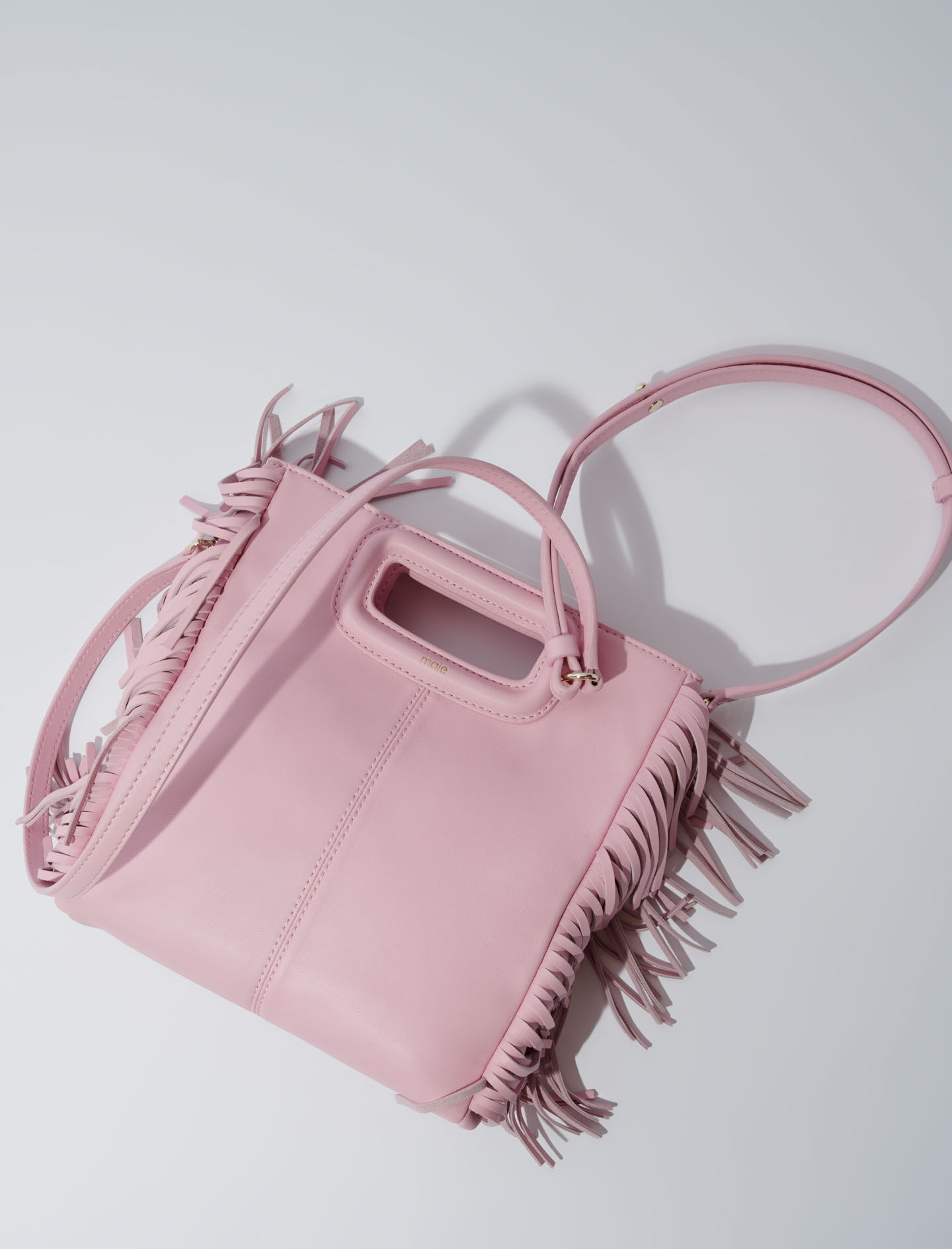 【MAJE】フリンジ付きスムースレザー Mバッグ - ピンク Smooth leather mini Miss M bag