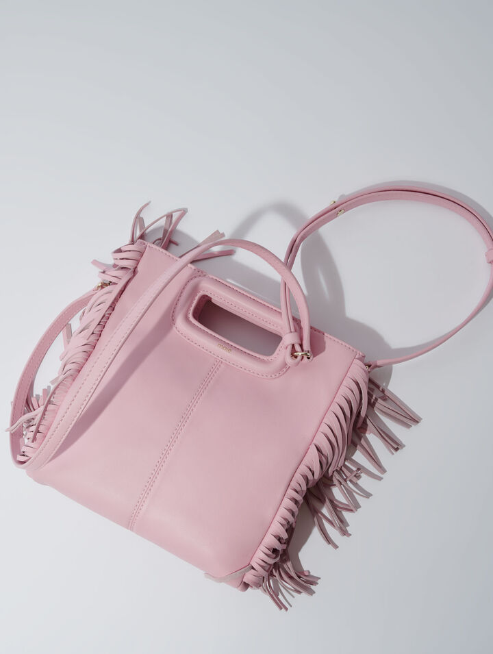 Smooth leather M bag with fringing