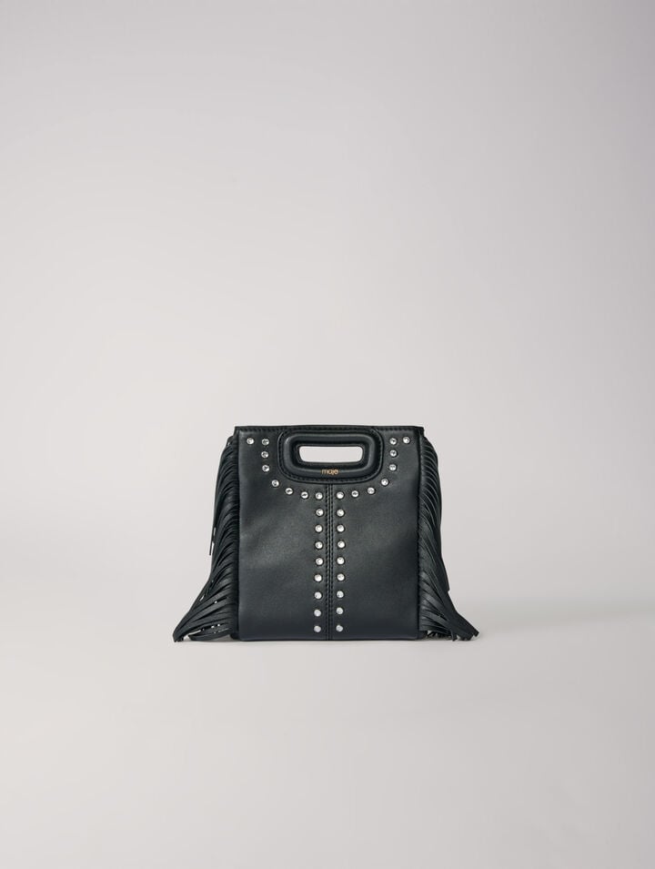 M mini leather bag with fringes