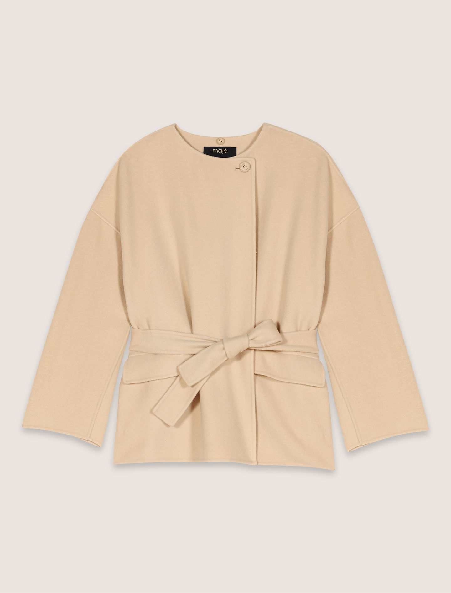 Double-faced coat with scarf Natural For Women | Maje Double-faced coat with scarf Natural For Women | Maje
