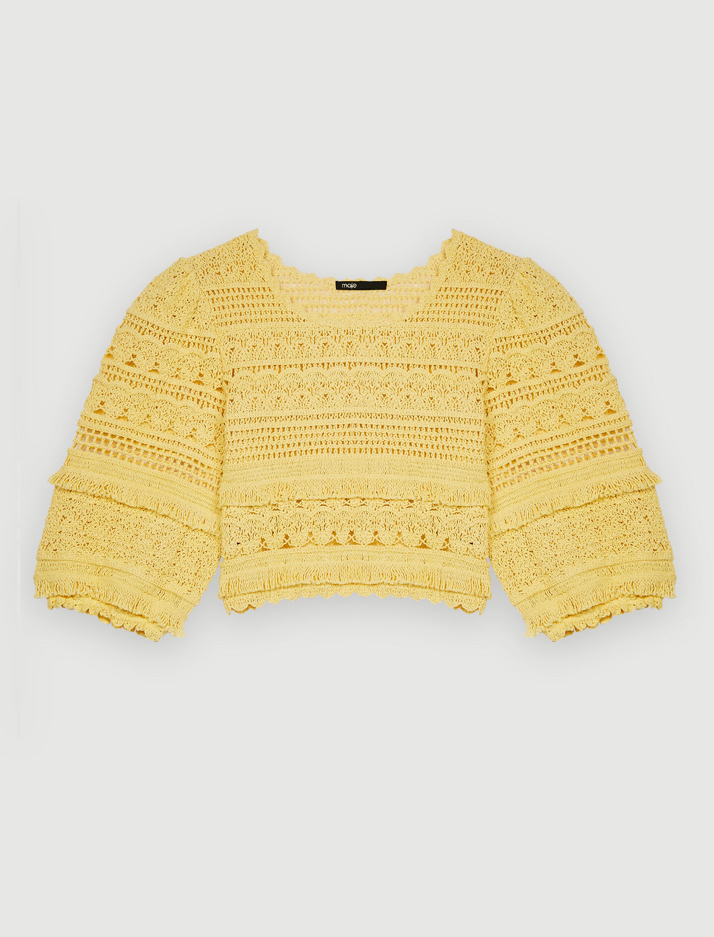 Crochet knit top with fringing