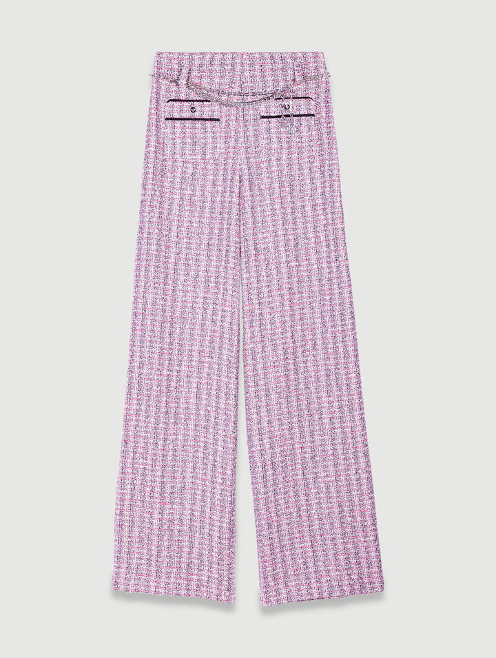 Wide-leg tweed trousers